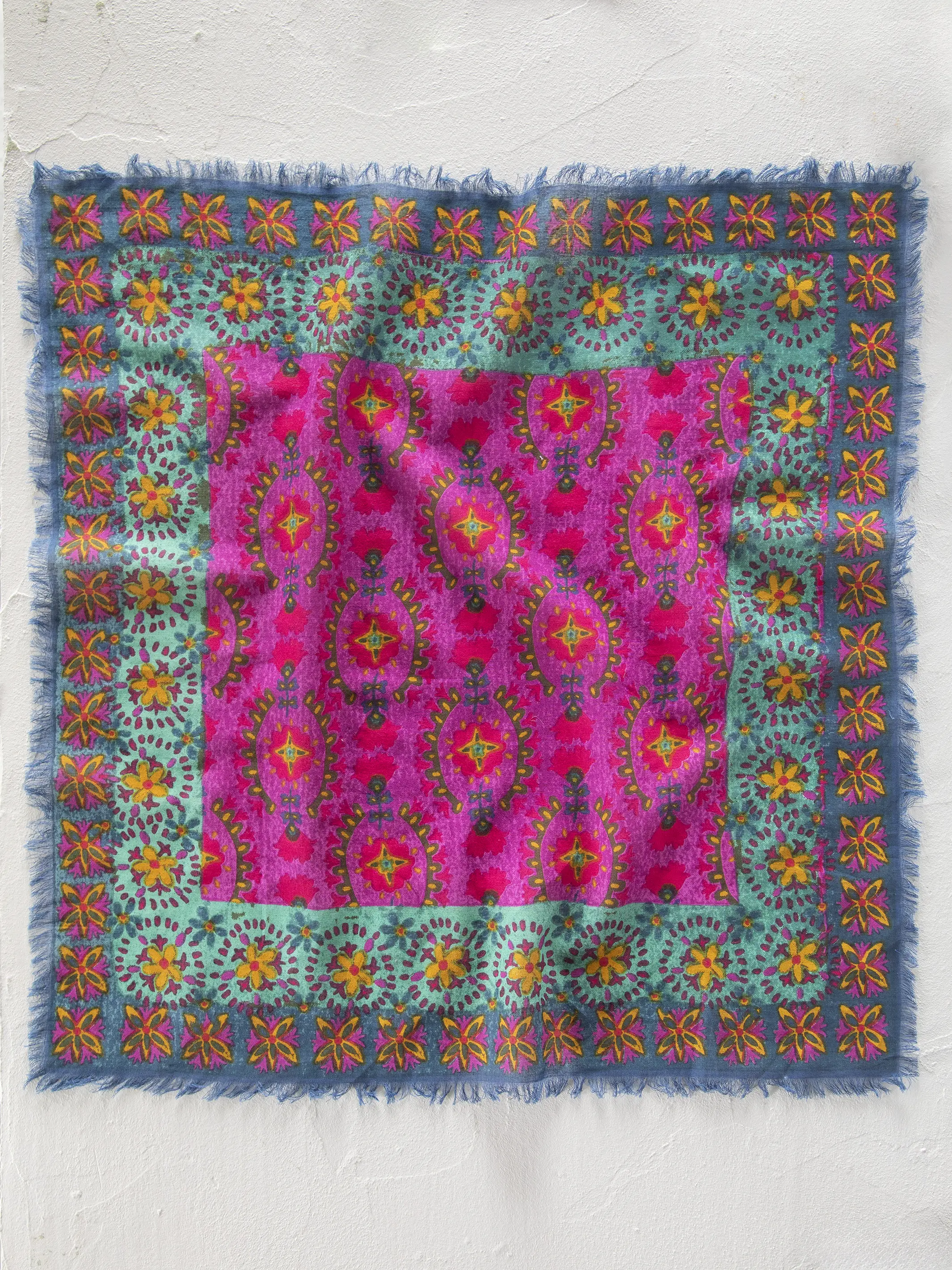 Printed Cotton Bandana - Dark Sea Green - Image 2