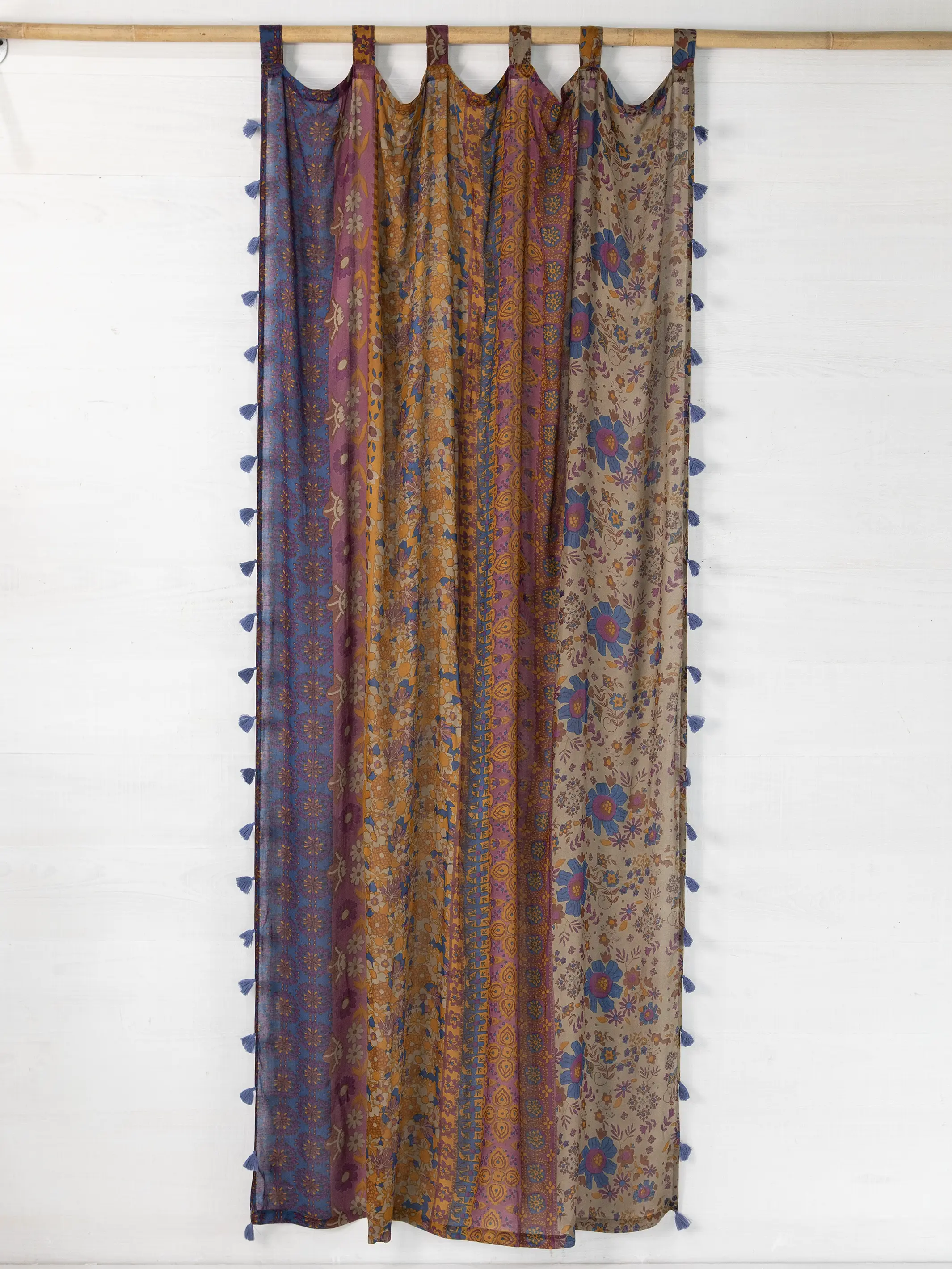 Printed Curtain Panel - Grey Periwinkle Border - Image 2