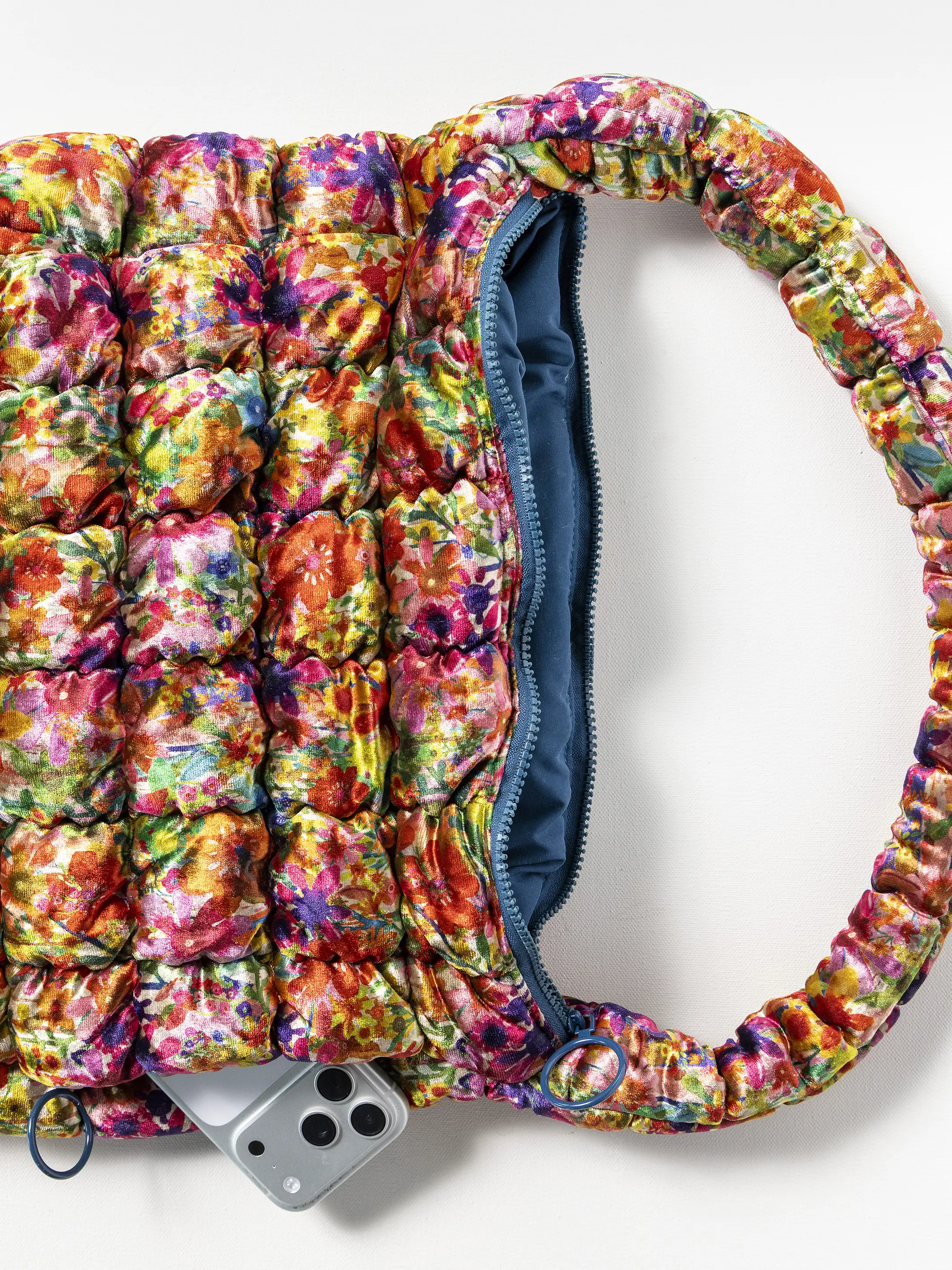 Puffy Velvet Fit-It-All Bag - Large Bright Floral Garden - Image 2