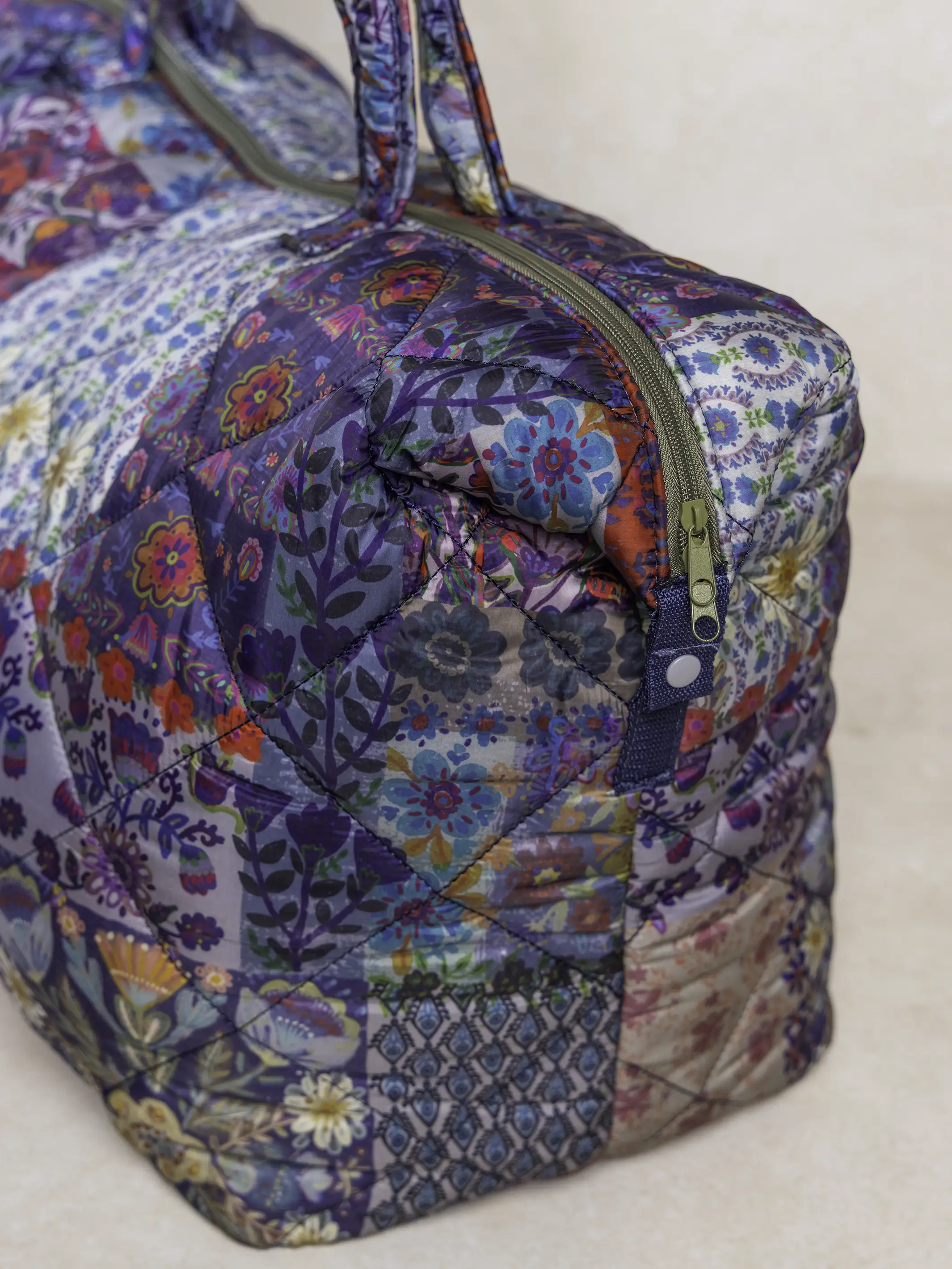 Puffy Weekender Bag - Blue Patchwork - Image 3