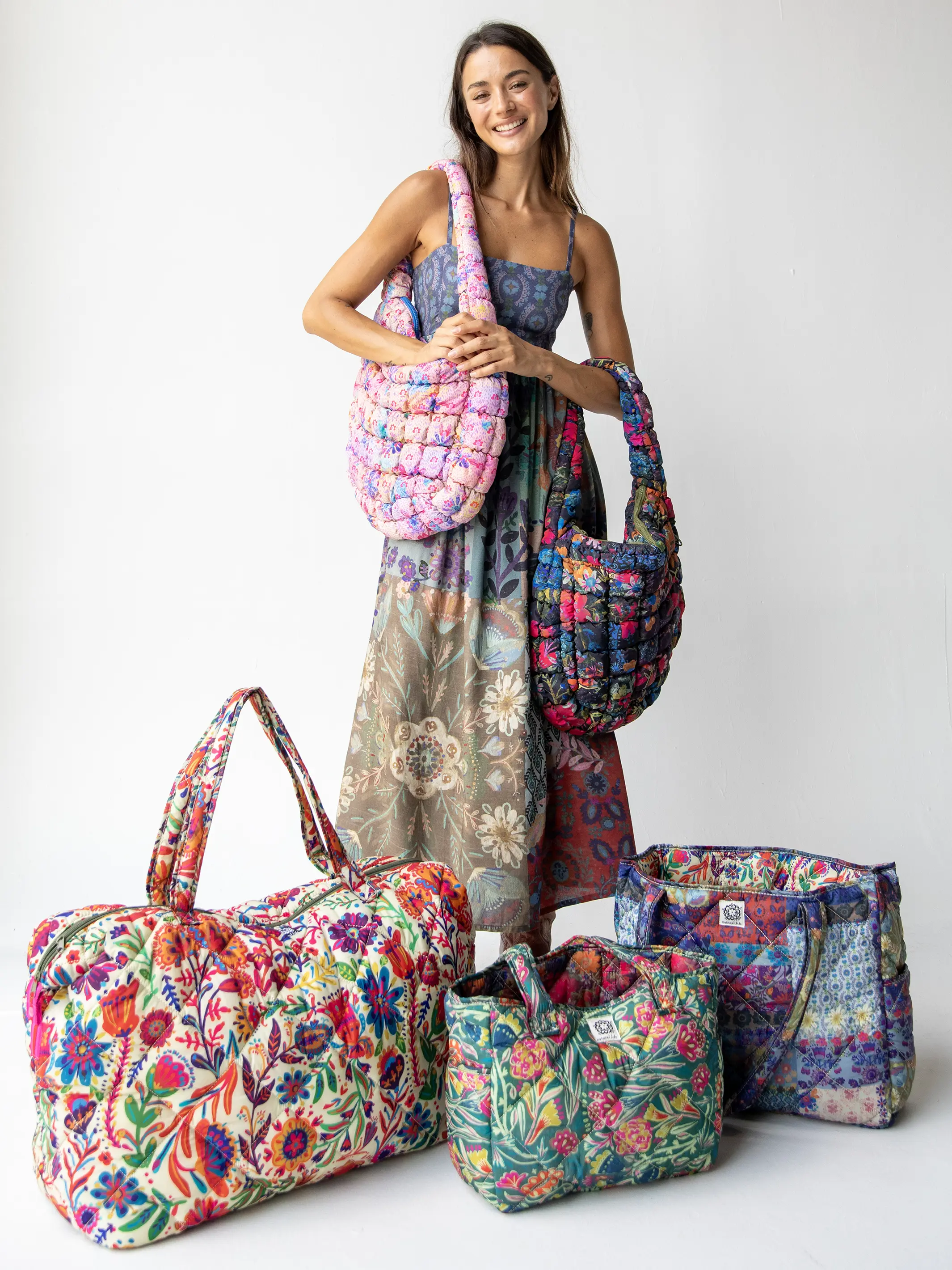 Puffy Weekender Bag - Rainbow Cream Floral - Image 6