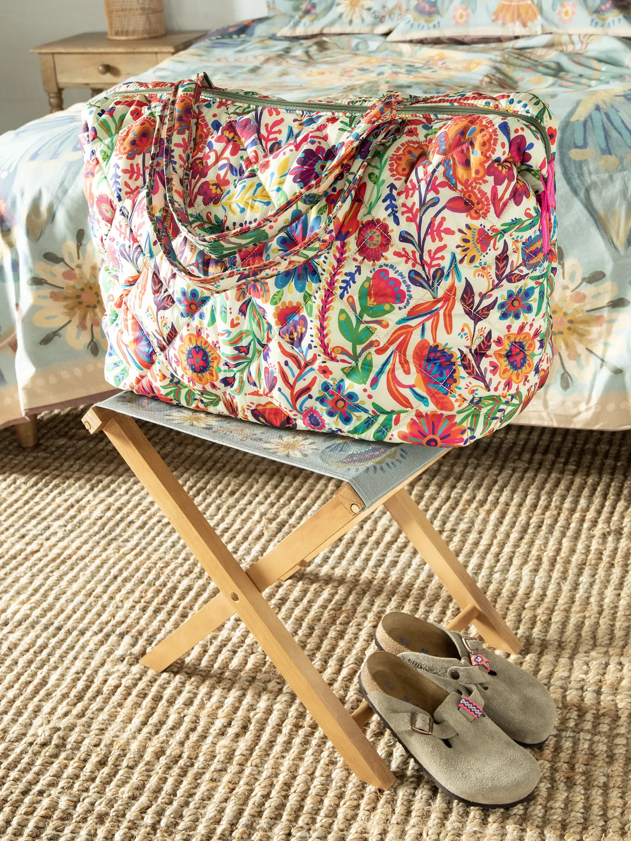 Puffy Weekender Bag - Rainbow Cream Floral - Image 7