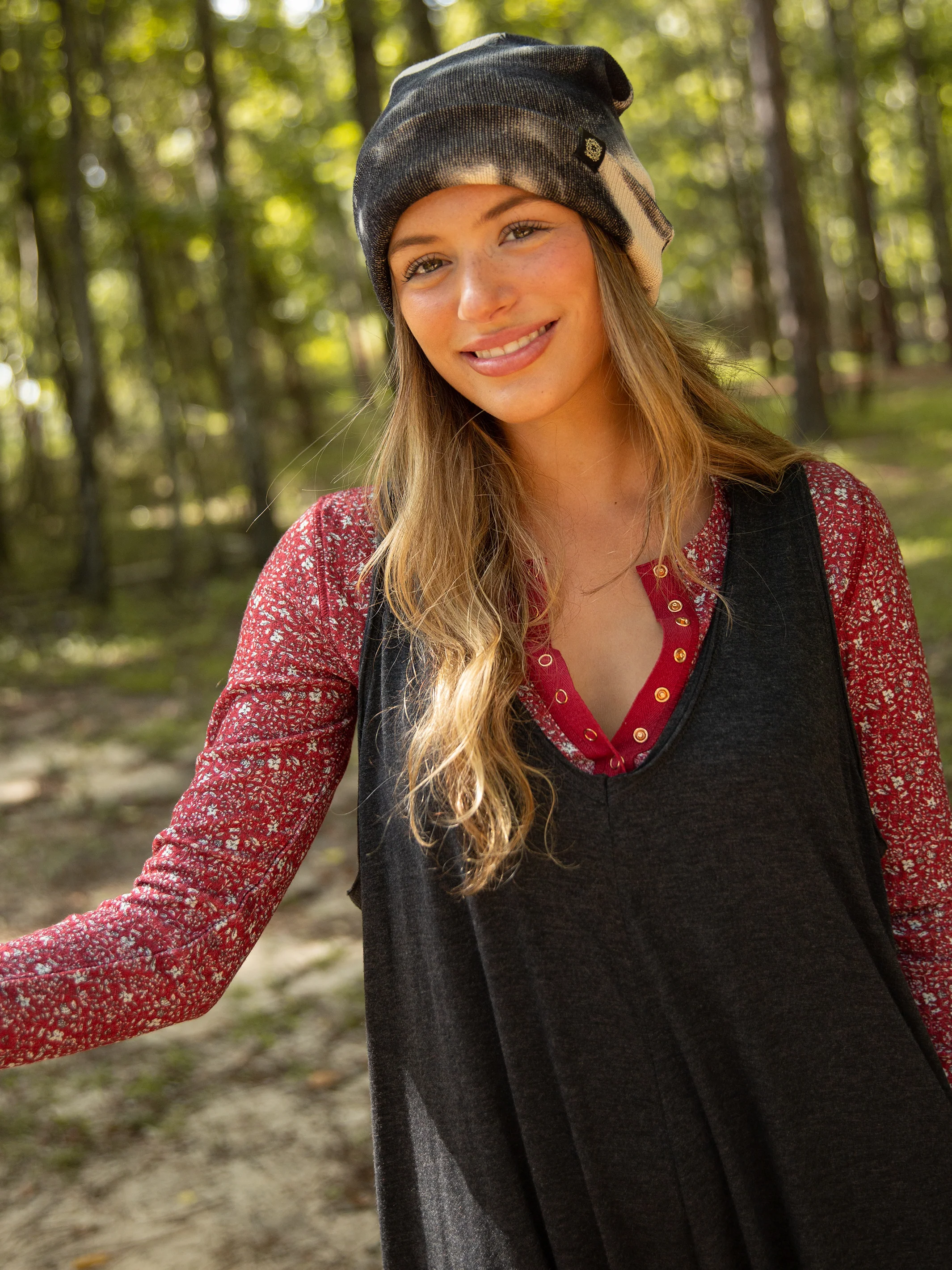 Reagan Thermal Henley - Red Floral - Image 3