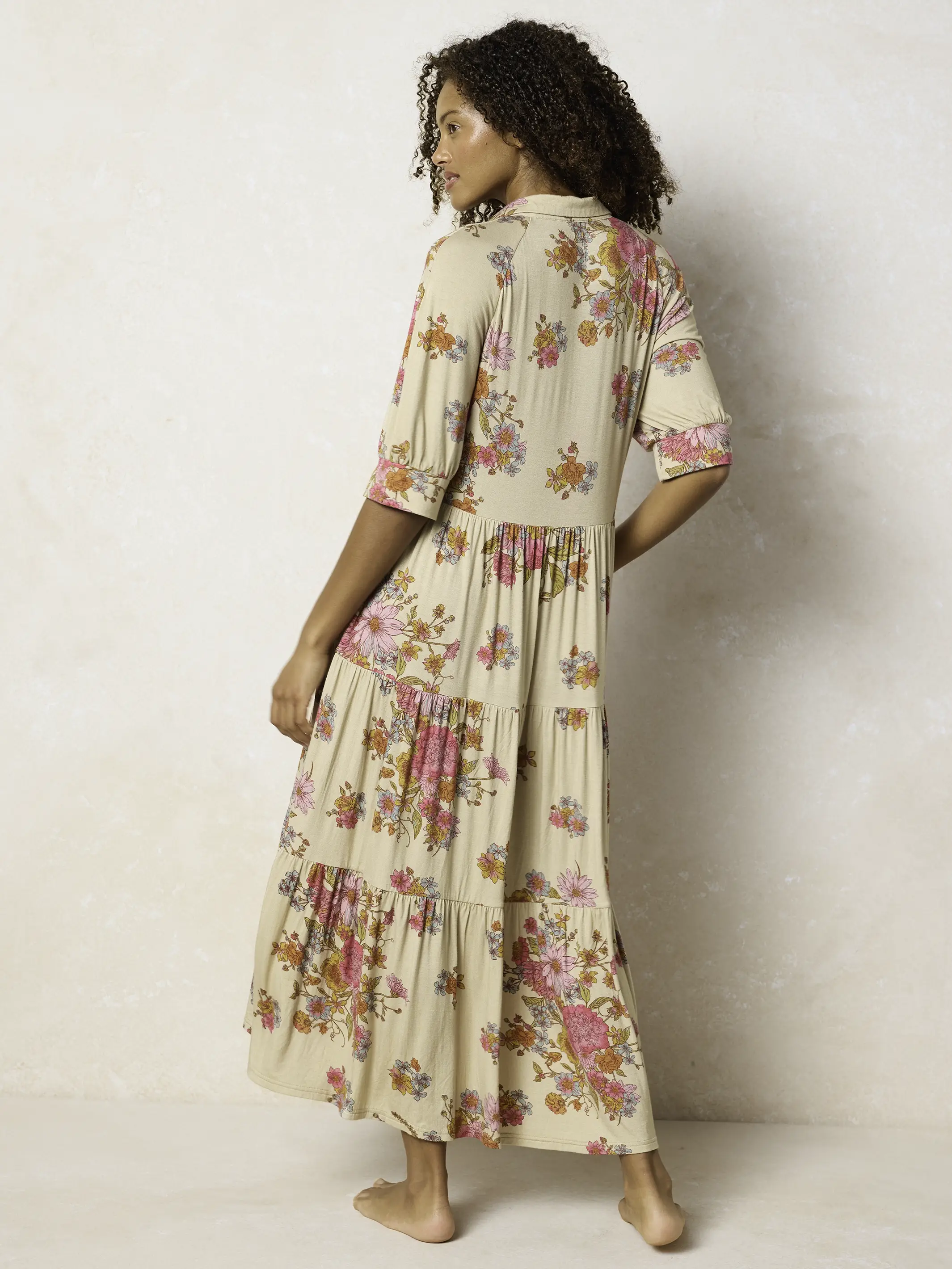 Rebecca "ButterSoft" Midi Dress - English Garden Cream - Image 5