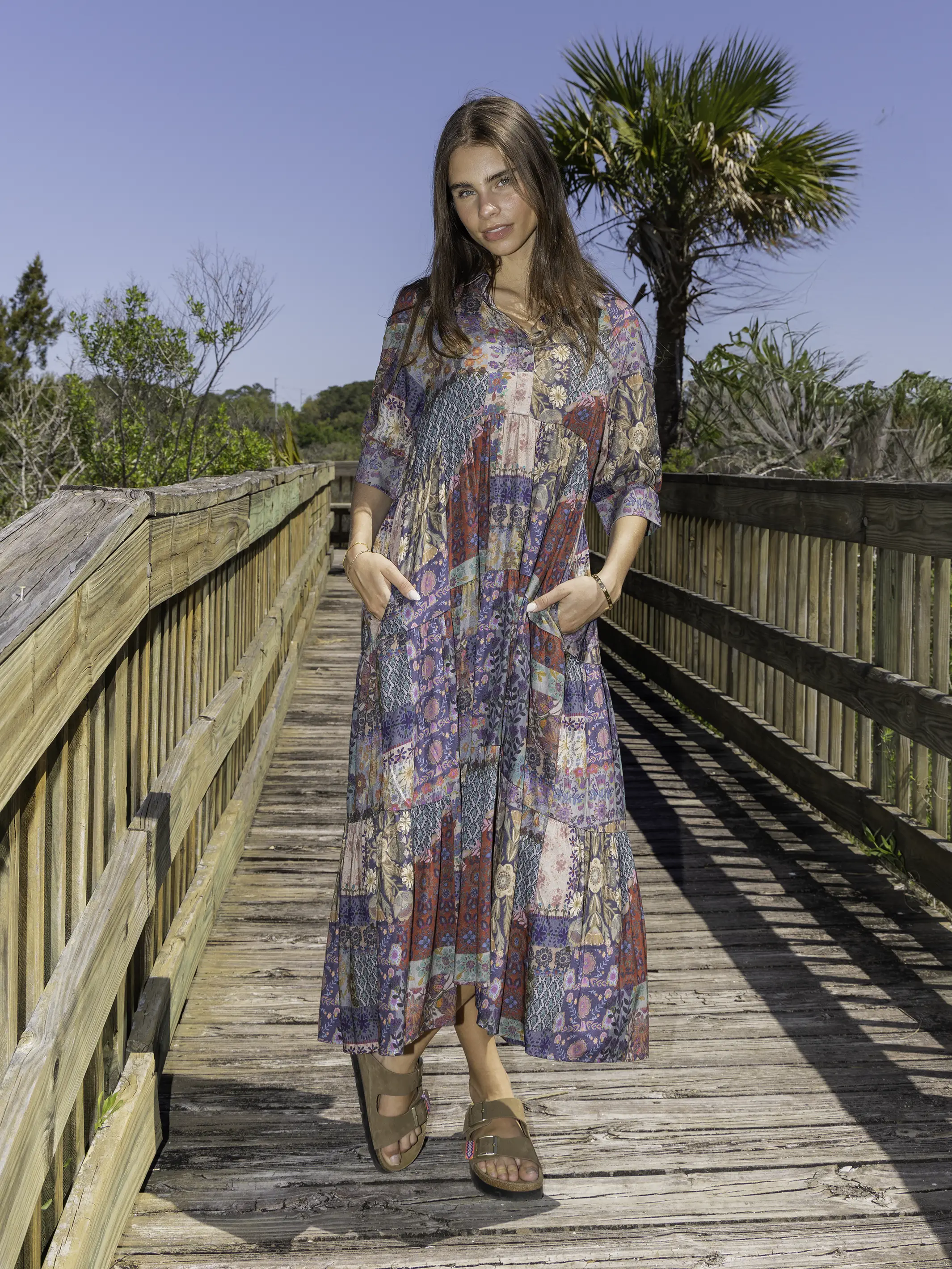 Rebecca Midi Dress - Blue Patchwork - Image 5