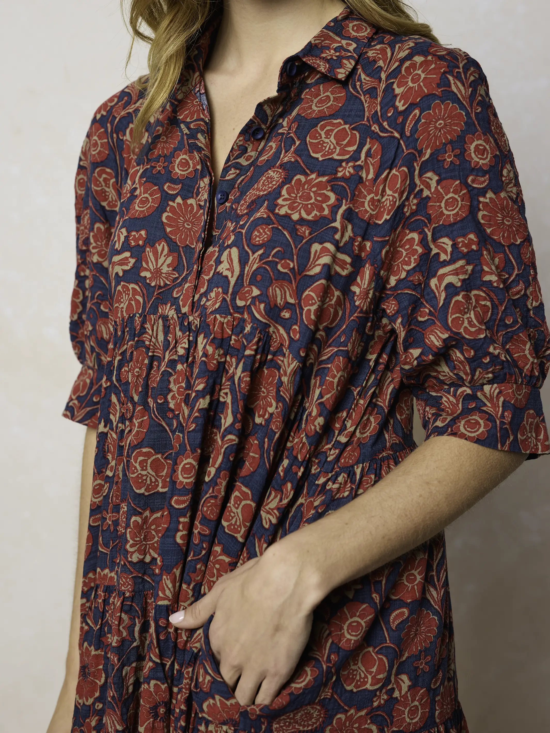 Rebecca Midi Dress - Ornate Paisley Navy - Image 2