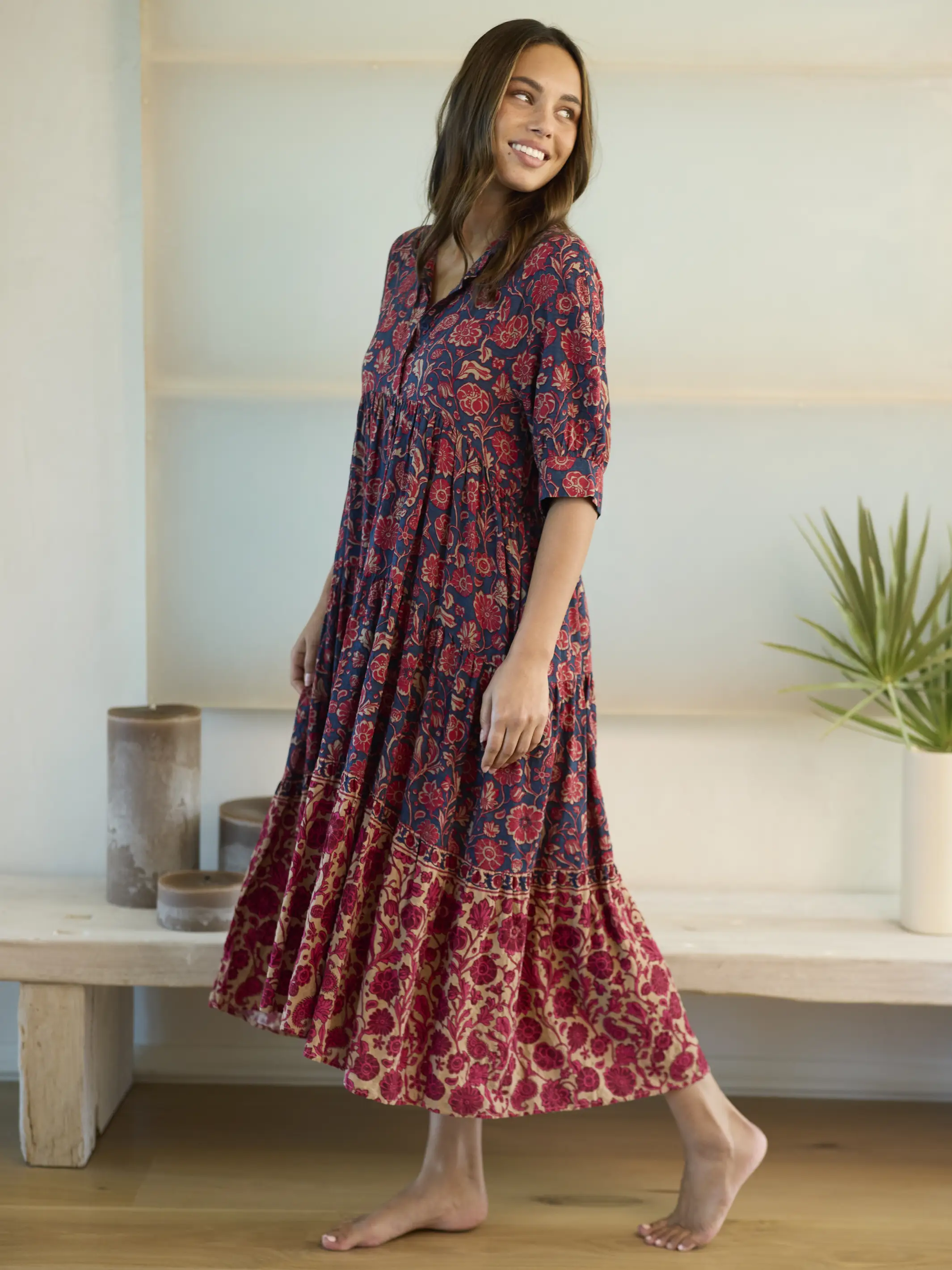 Rebecca Midi Dress - Ornate Paisley Navy - Image 5