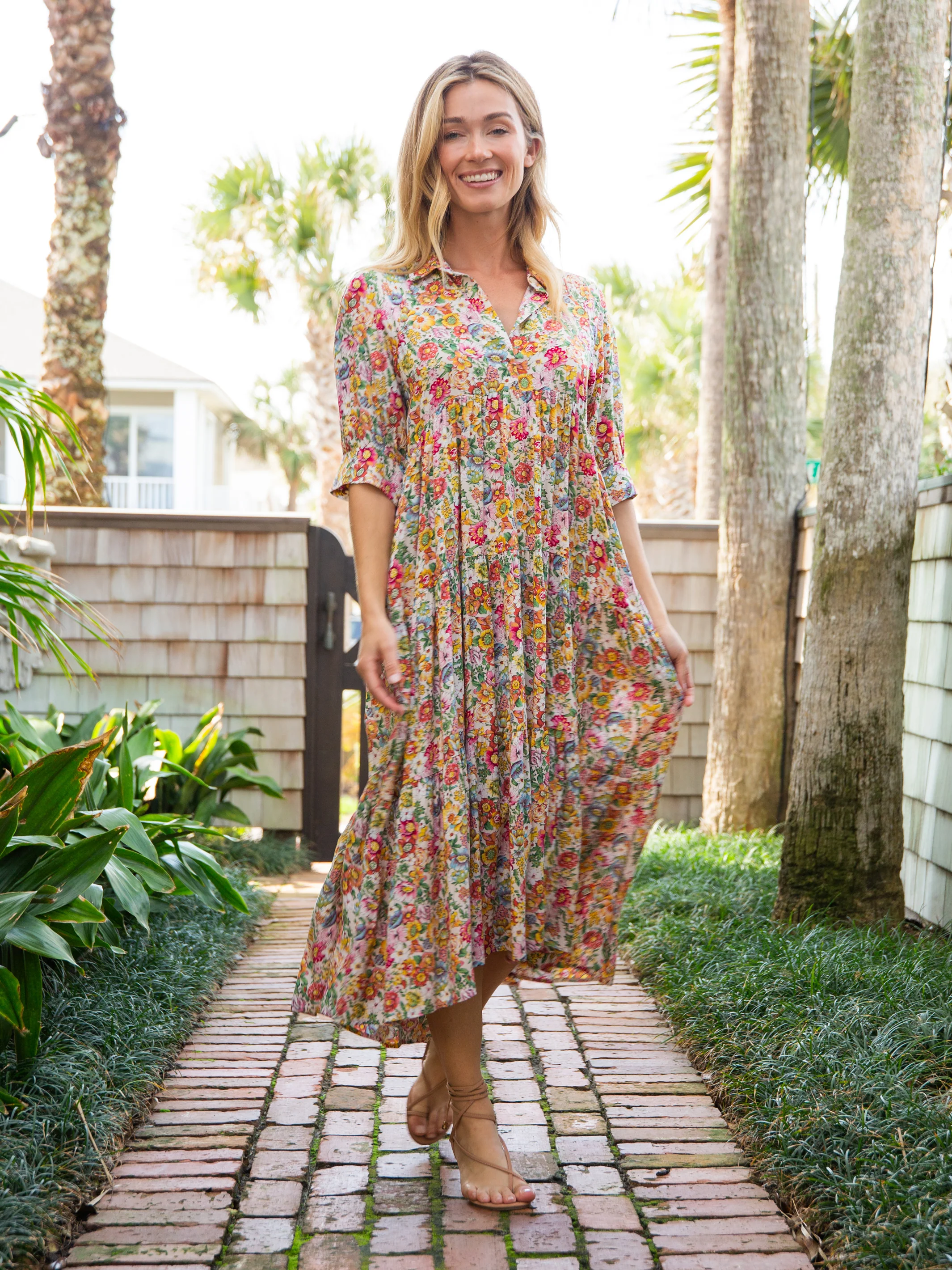 Rebecca Midi Dress - White Floral - Image 3