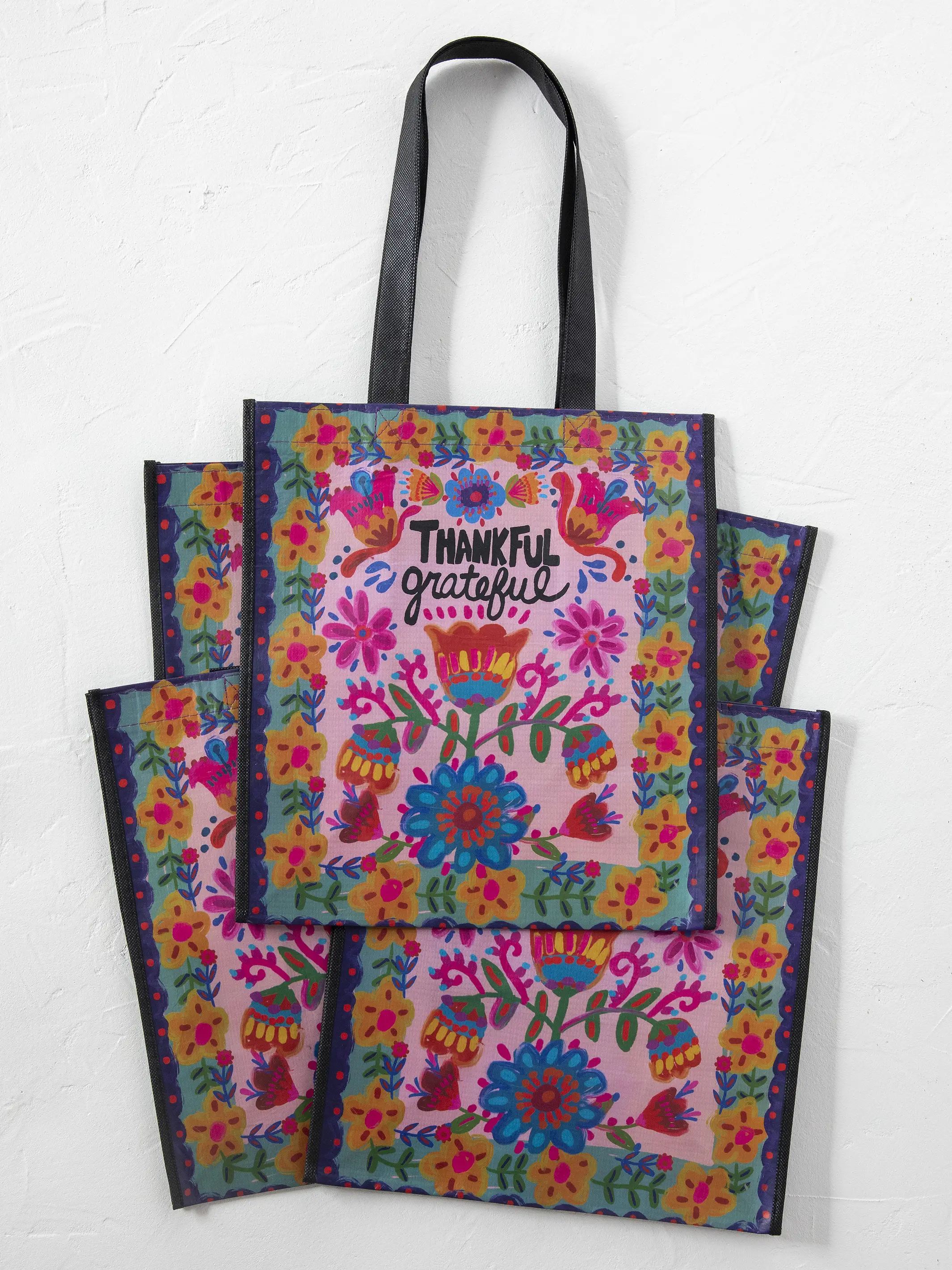 Reusable Grocery Bags, Set of 5 - Thankful Grateful - Image 2