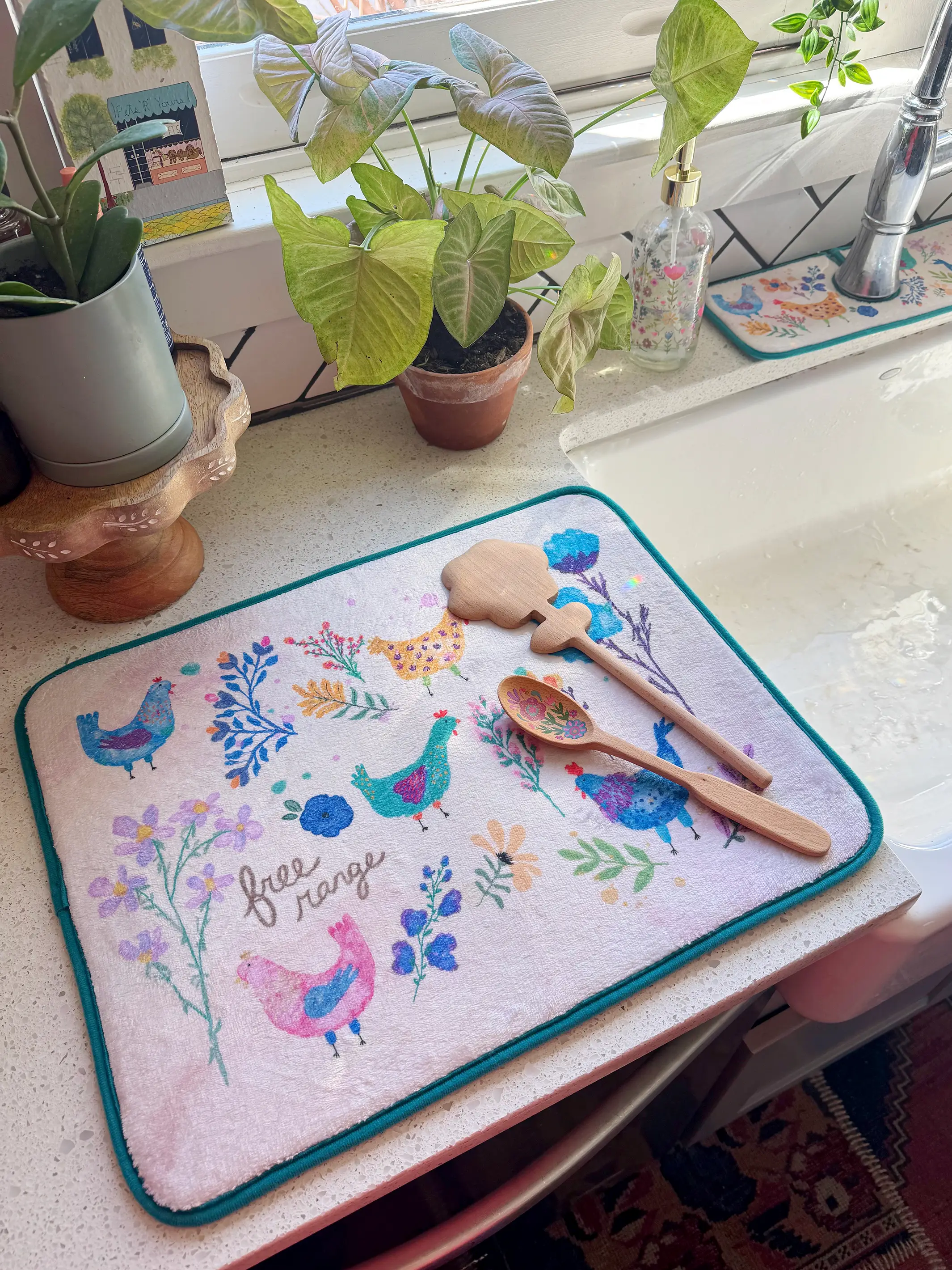 Reversible Dish Drying Mat - Chickens - Image 2