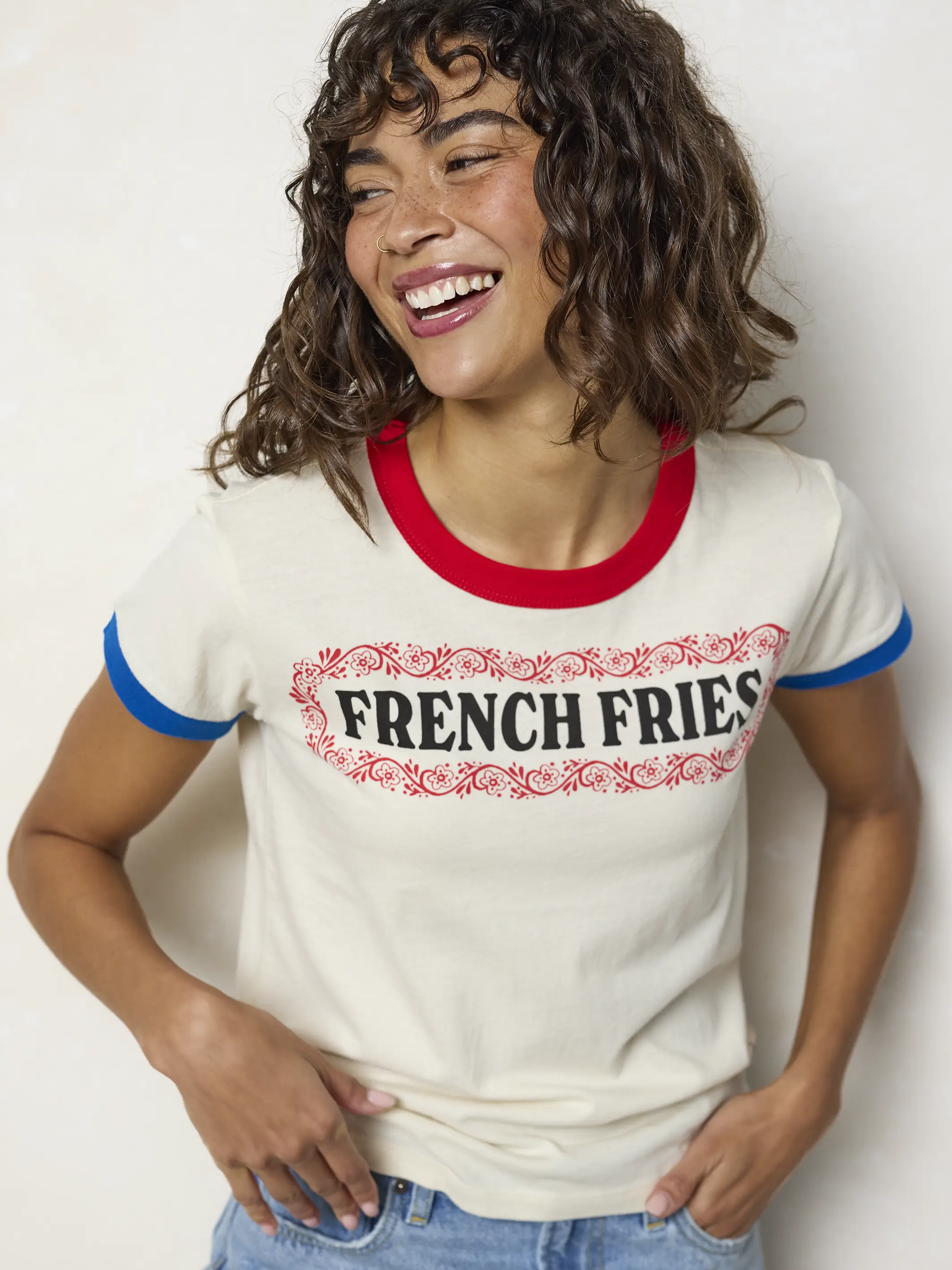 Ringer Cotton Baby Tee - French Fries - Image 2