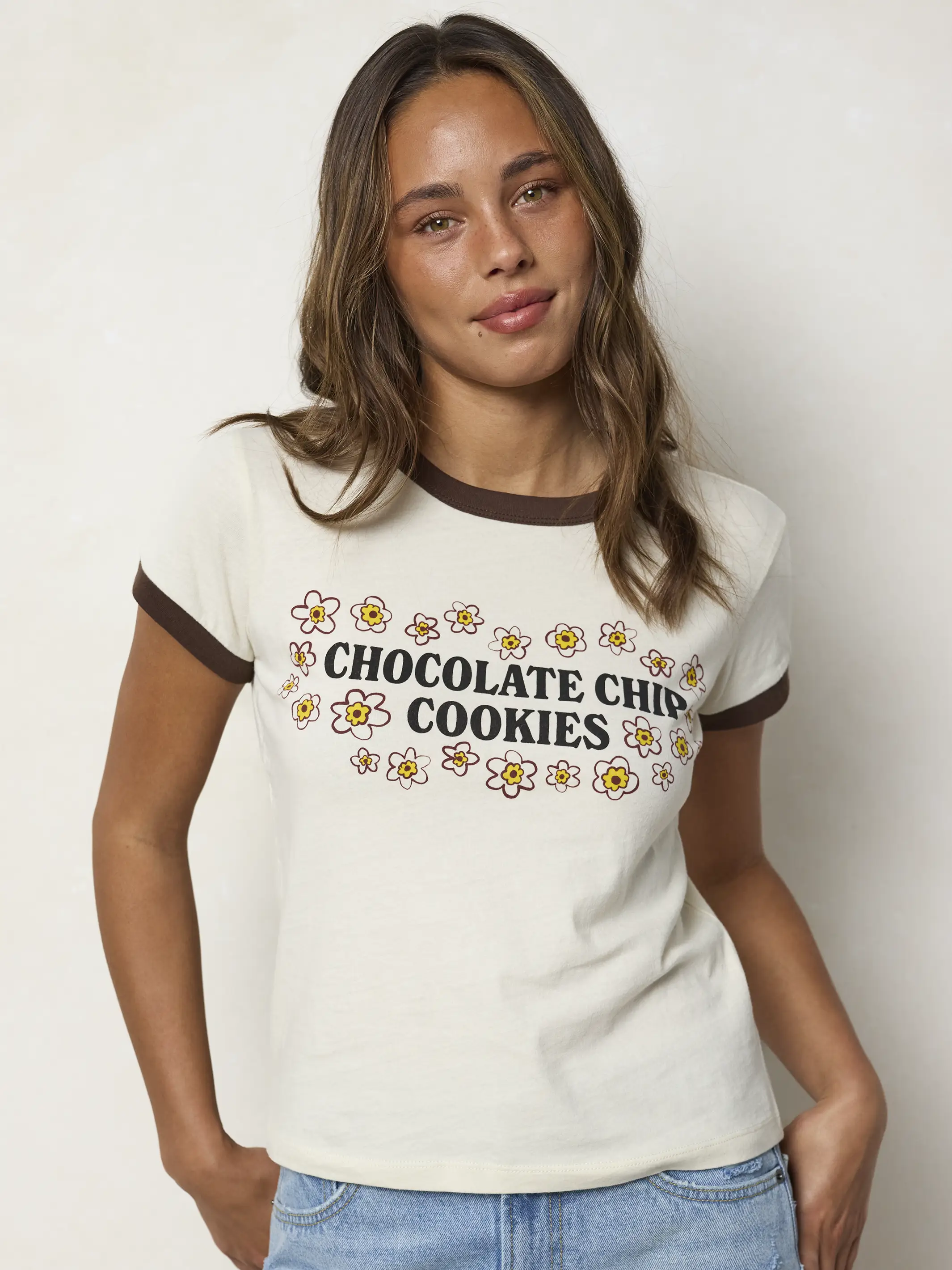 Ringer Cotton Baby Tee Shirt - Chocolate Chip Cookies - Image 3