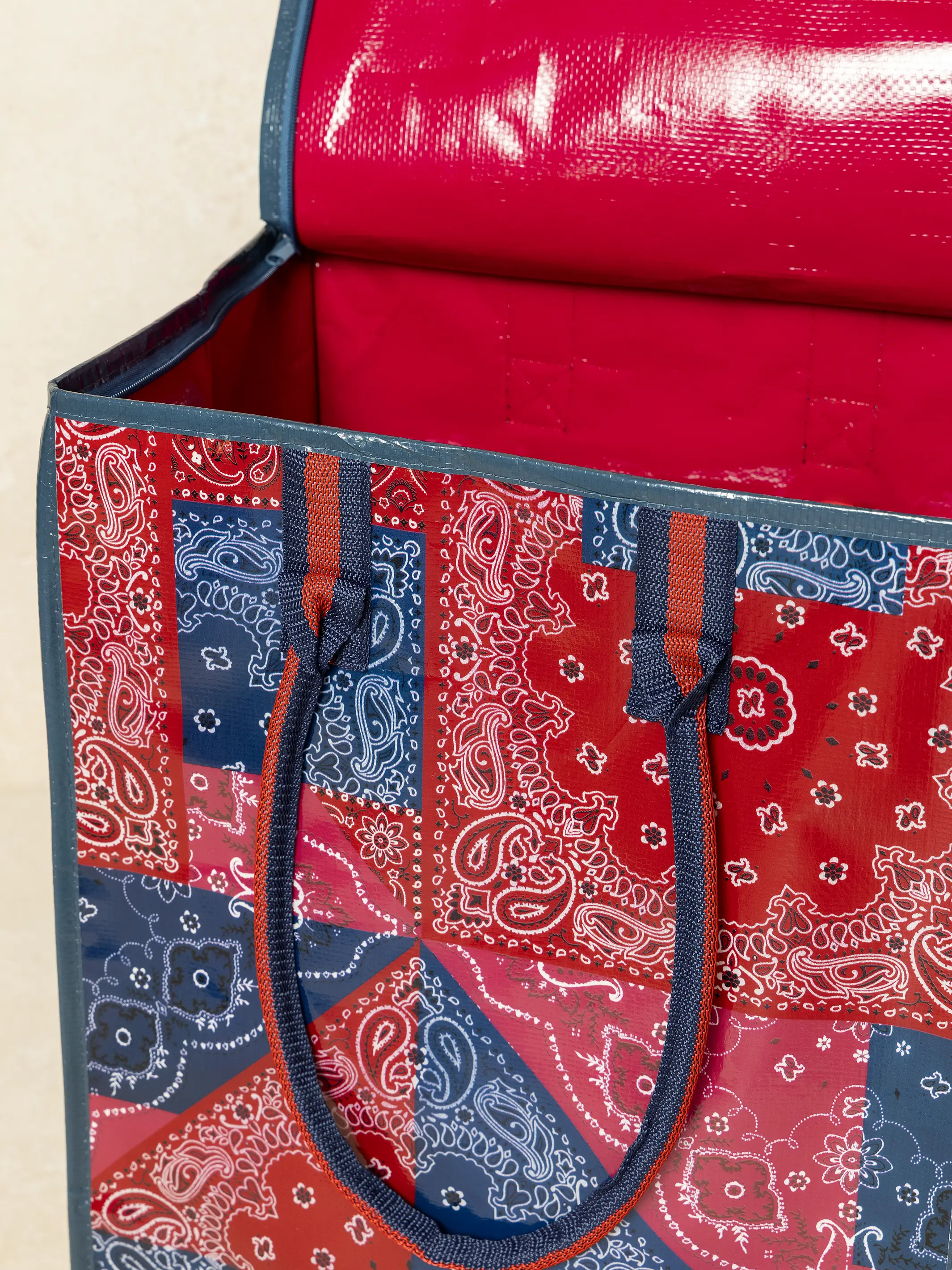 Rolling Tote Bag - Bandana Patchwork Red - Image 2