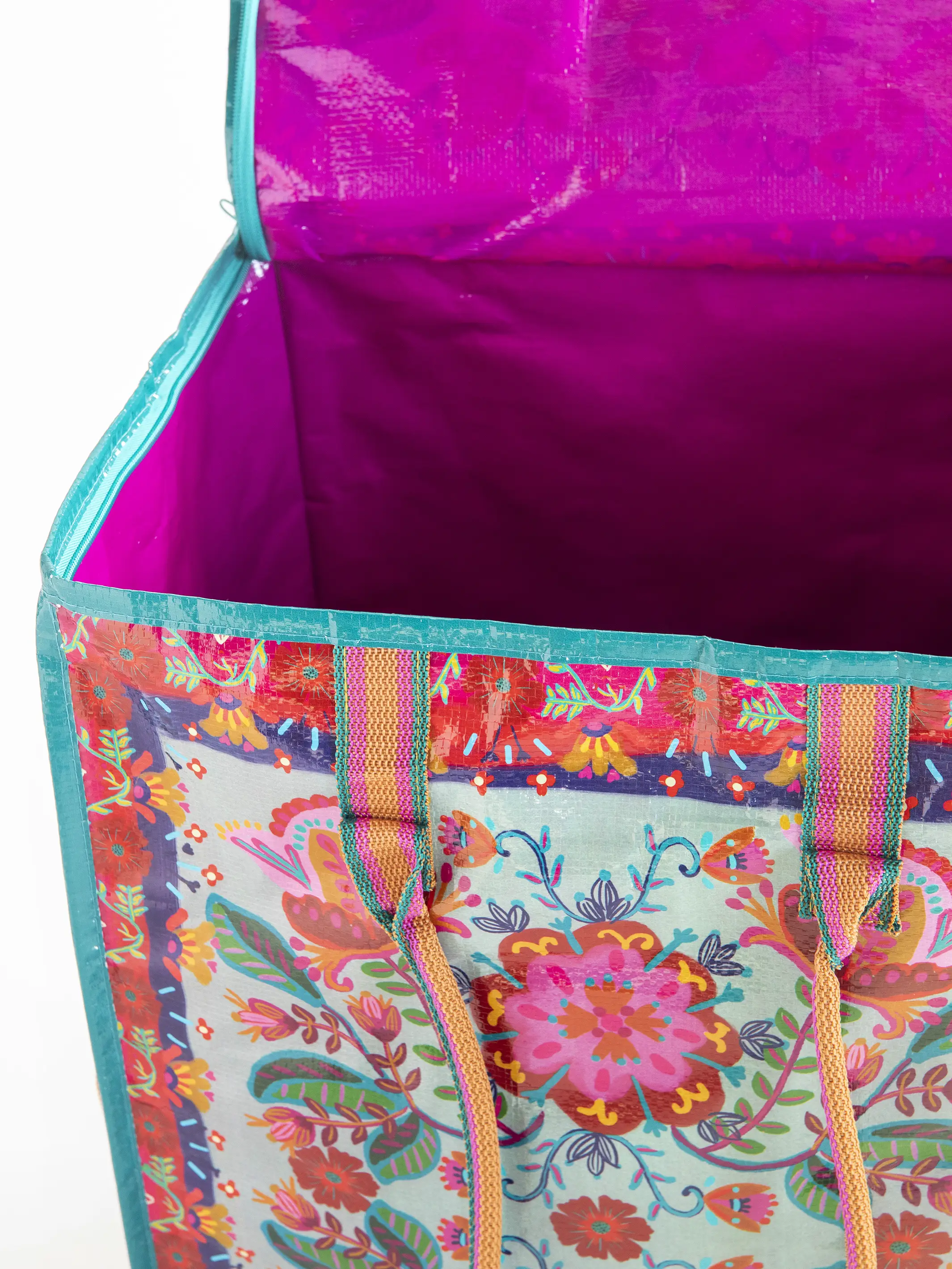 Rolling Tote Bag - Red Folk Flower - Image 3