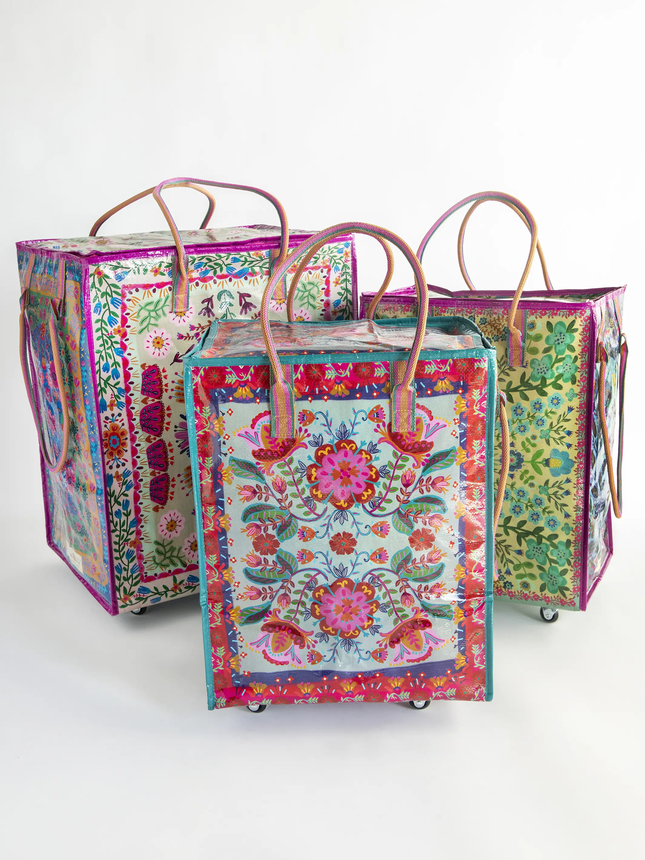Rolling Tote Bag - Red Folk Flower - Image 5