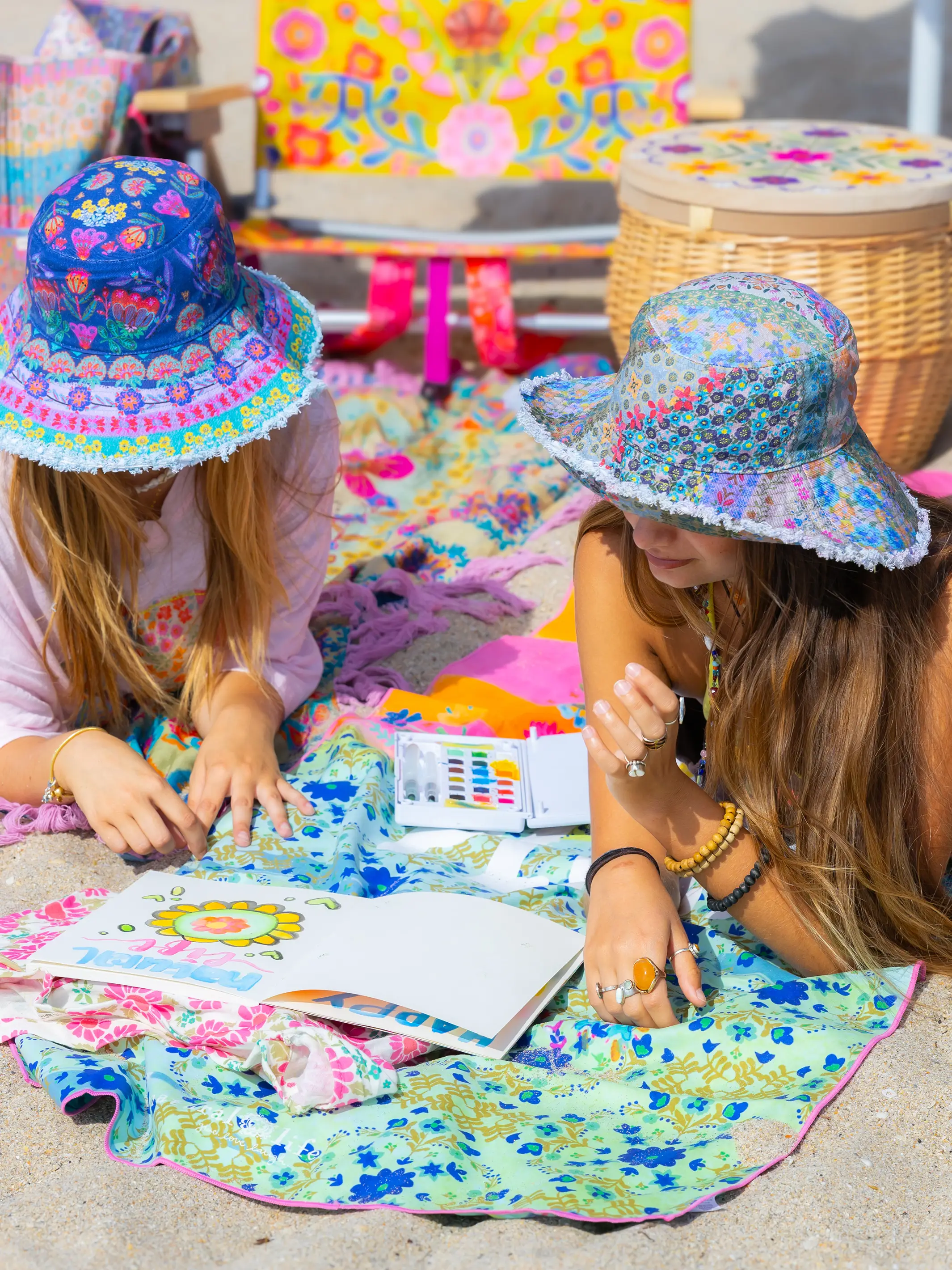 Sandy Days Bucket Hat - Folk Flower Patchwork - Image 4
