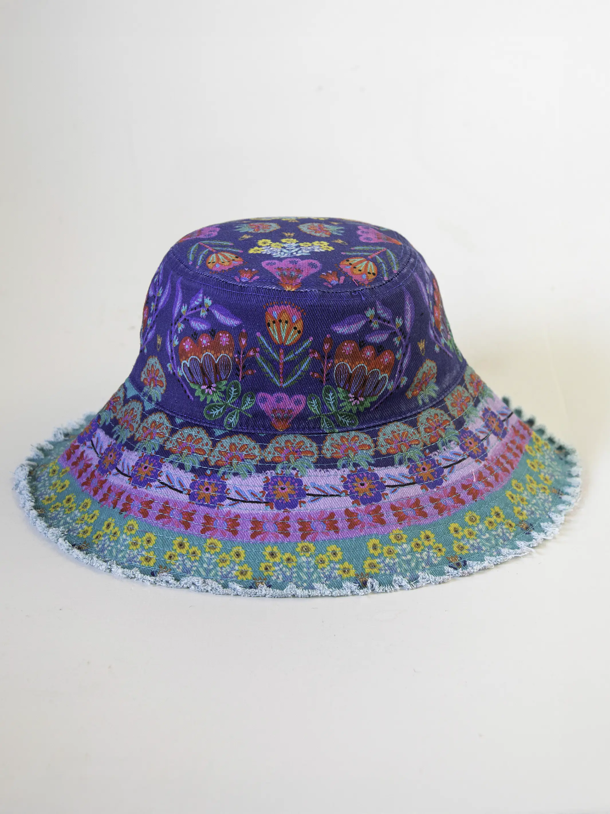 Sandy Days Bucket Hat - Teal Folk Border - Image 3