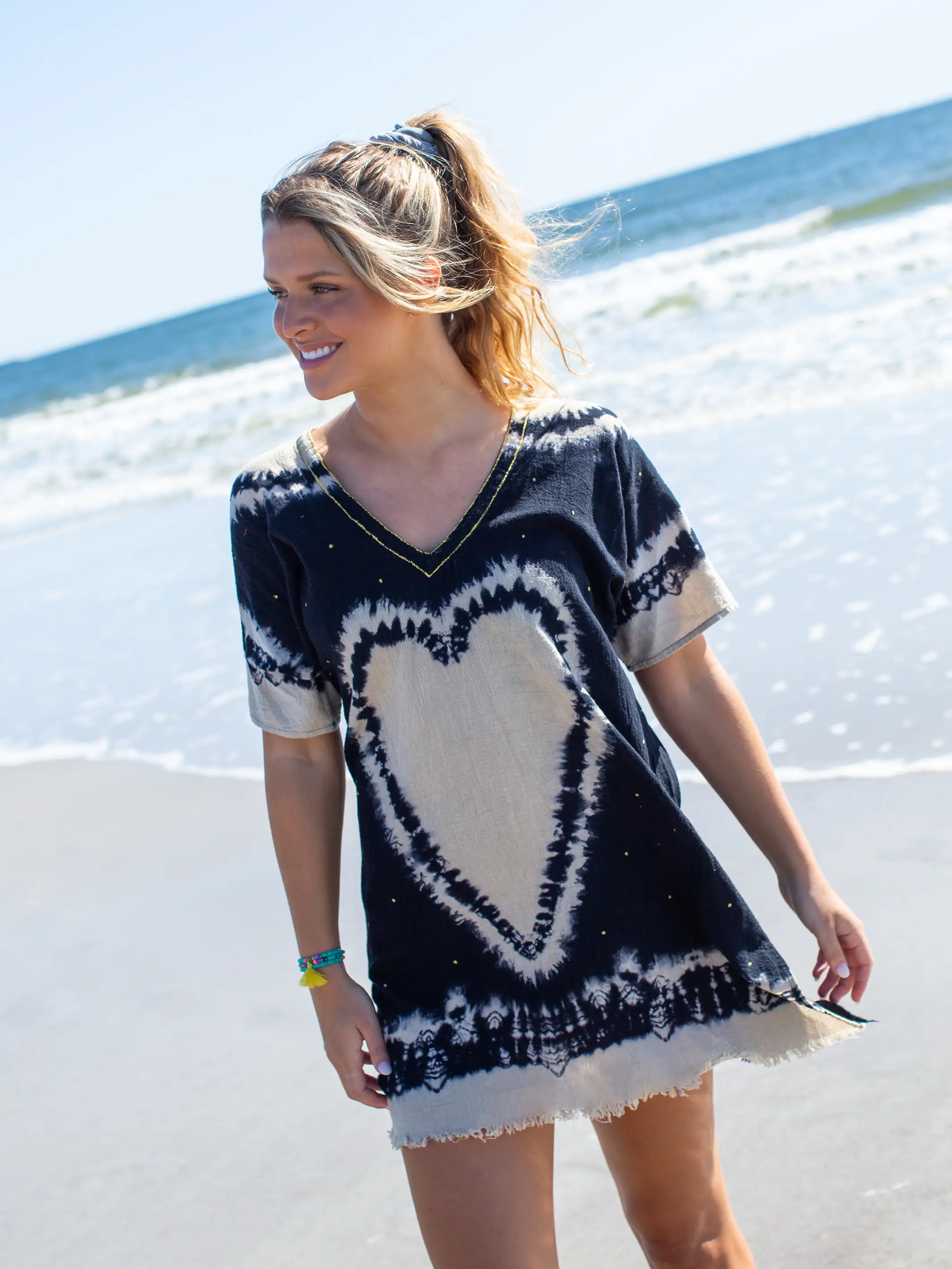 Sayulita Cotton Kaftan - Black - Image 4