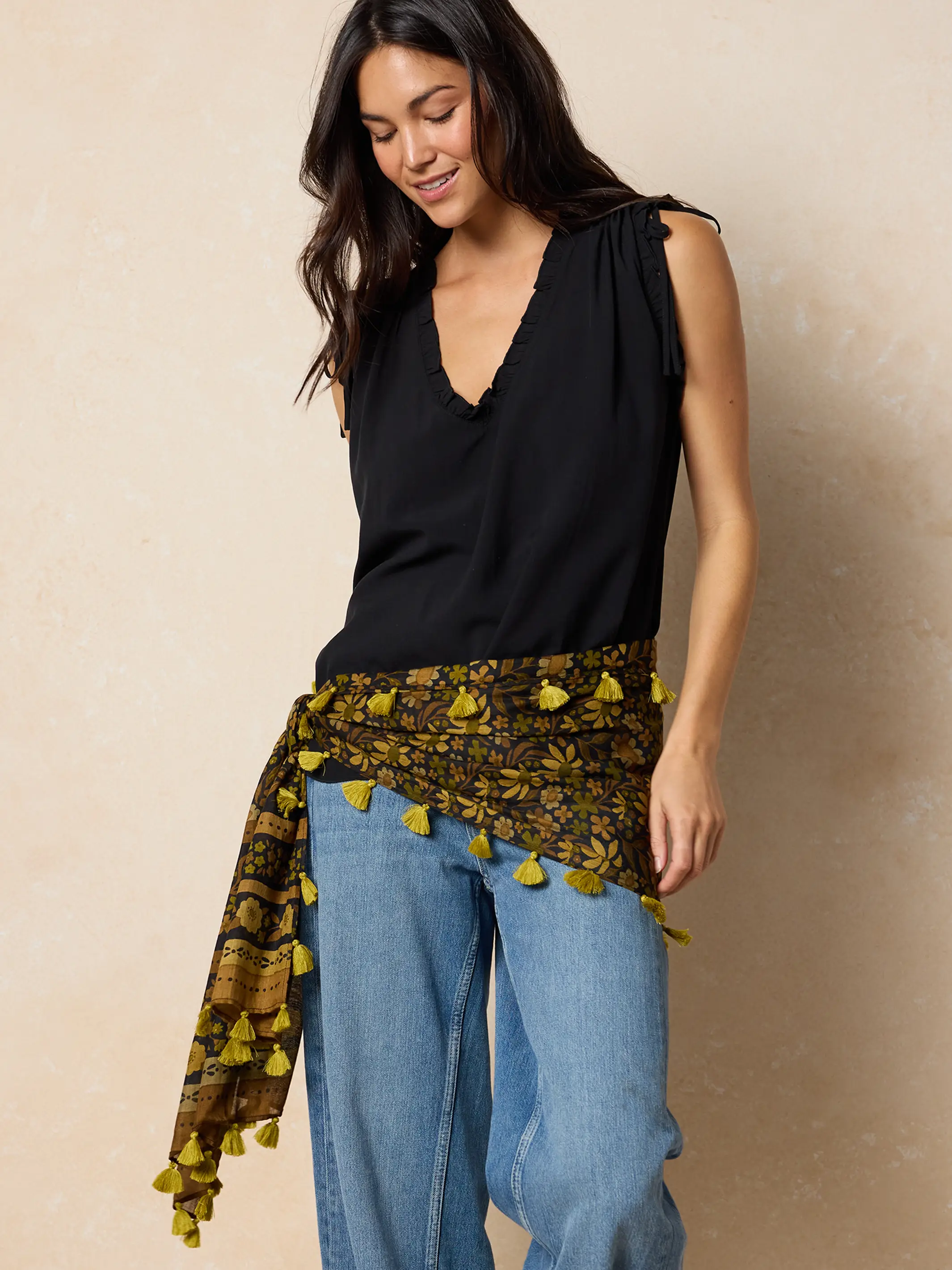 Sayulita Scarf - Black Floral - Image 2