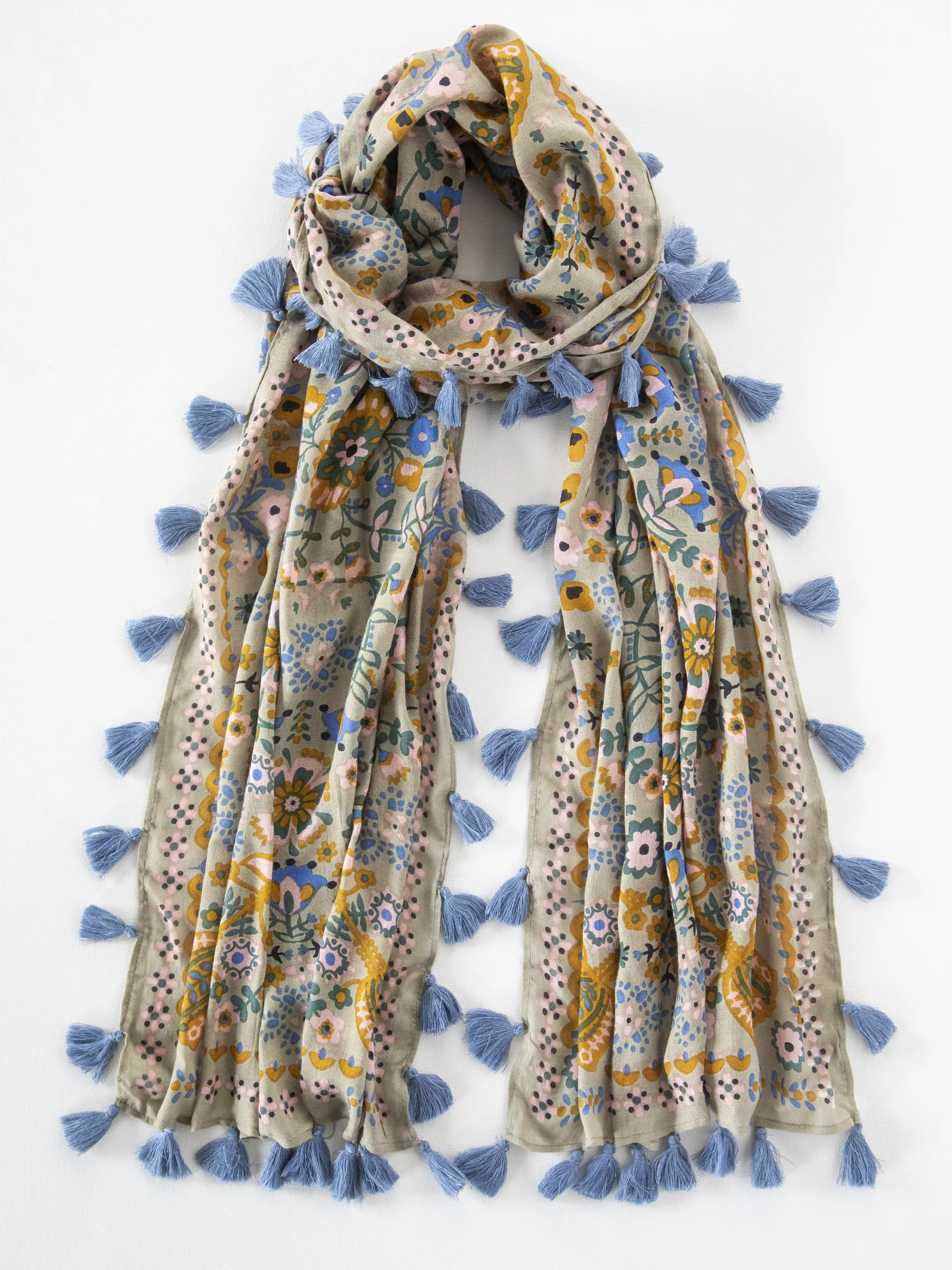 Sayulita Scarf - Taupe Folk Flower - Image 2