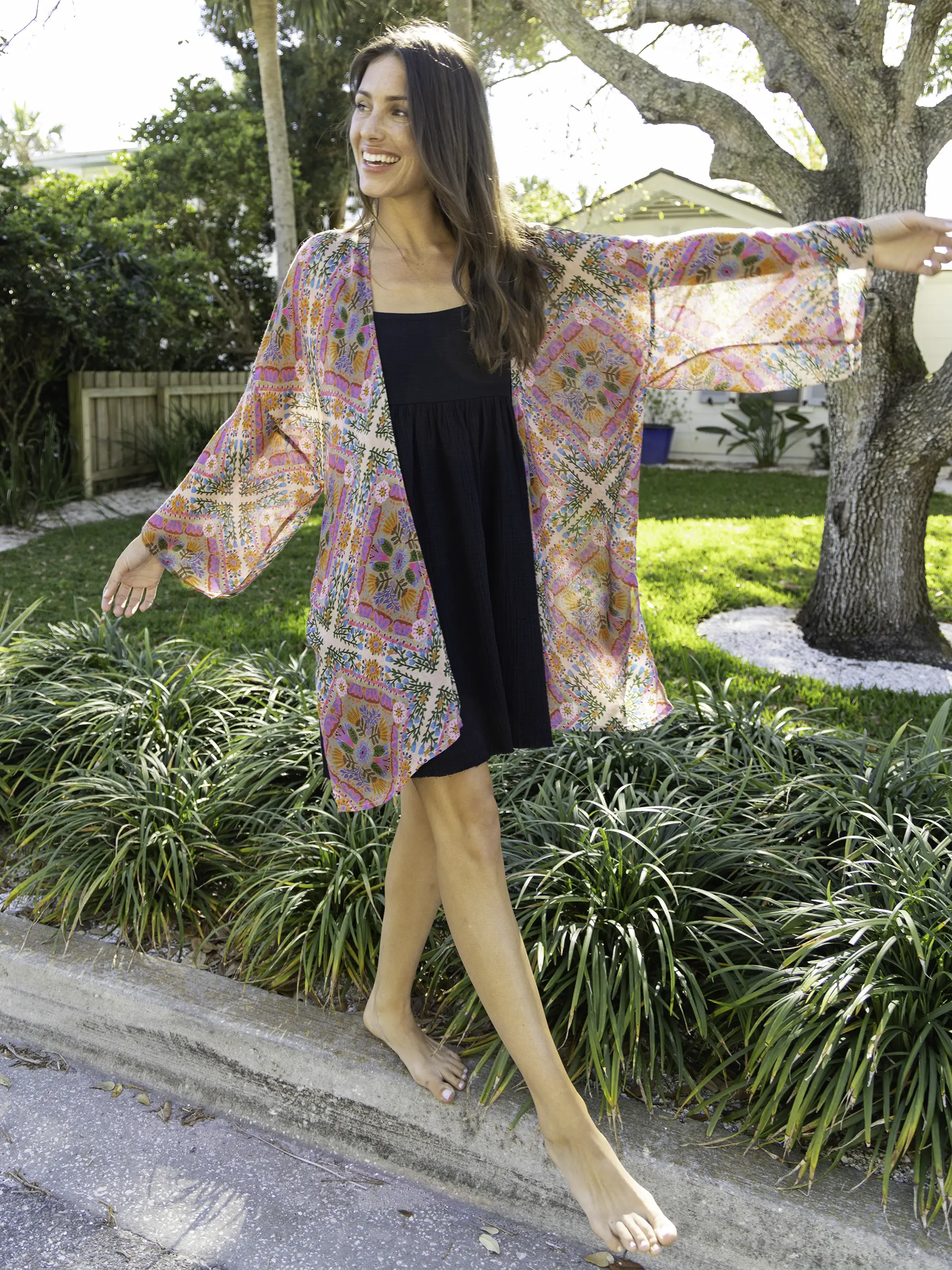 Sierra Kimono - Pink Floral Diamonds - Image 3