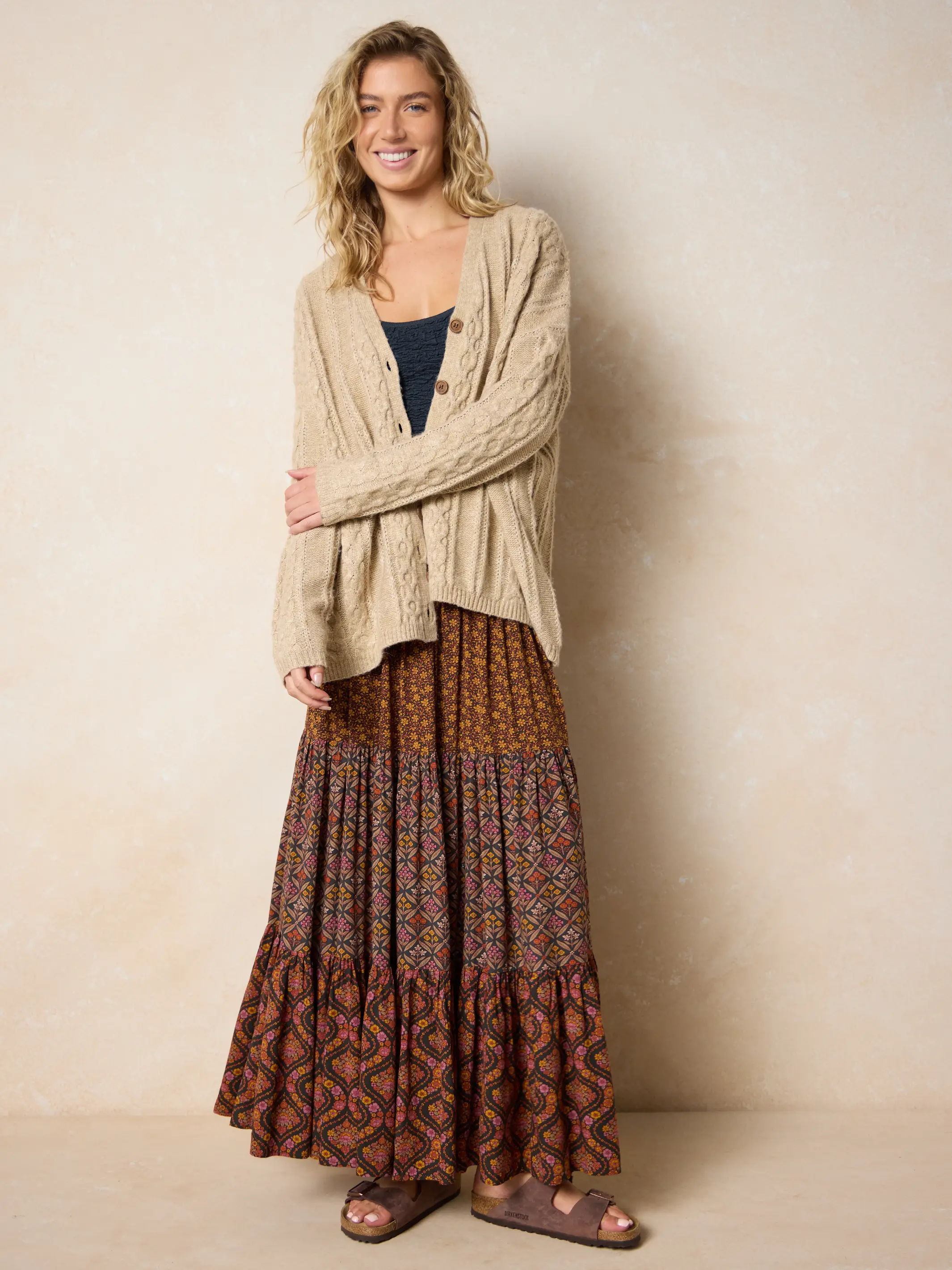 So Soft Grandpa Cardigan - Tan - Image 2