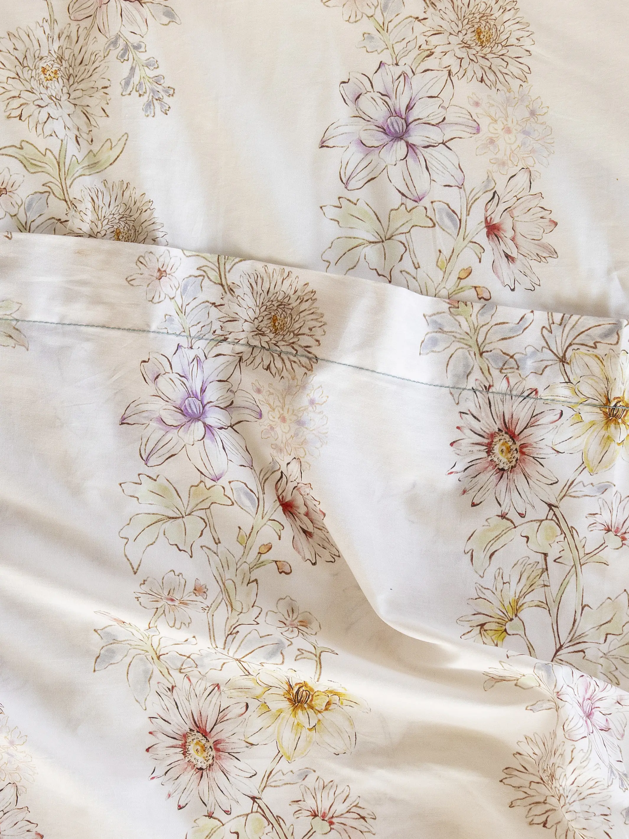 Sooo Soft Cotton Sheet Set - Ivory Dahlia Rows - Image 2