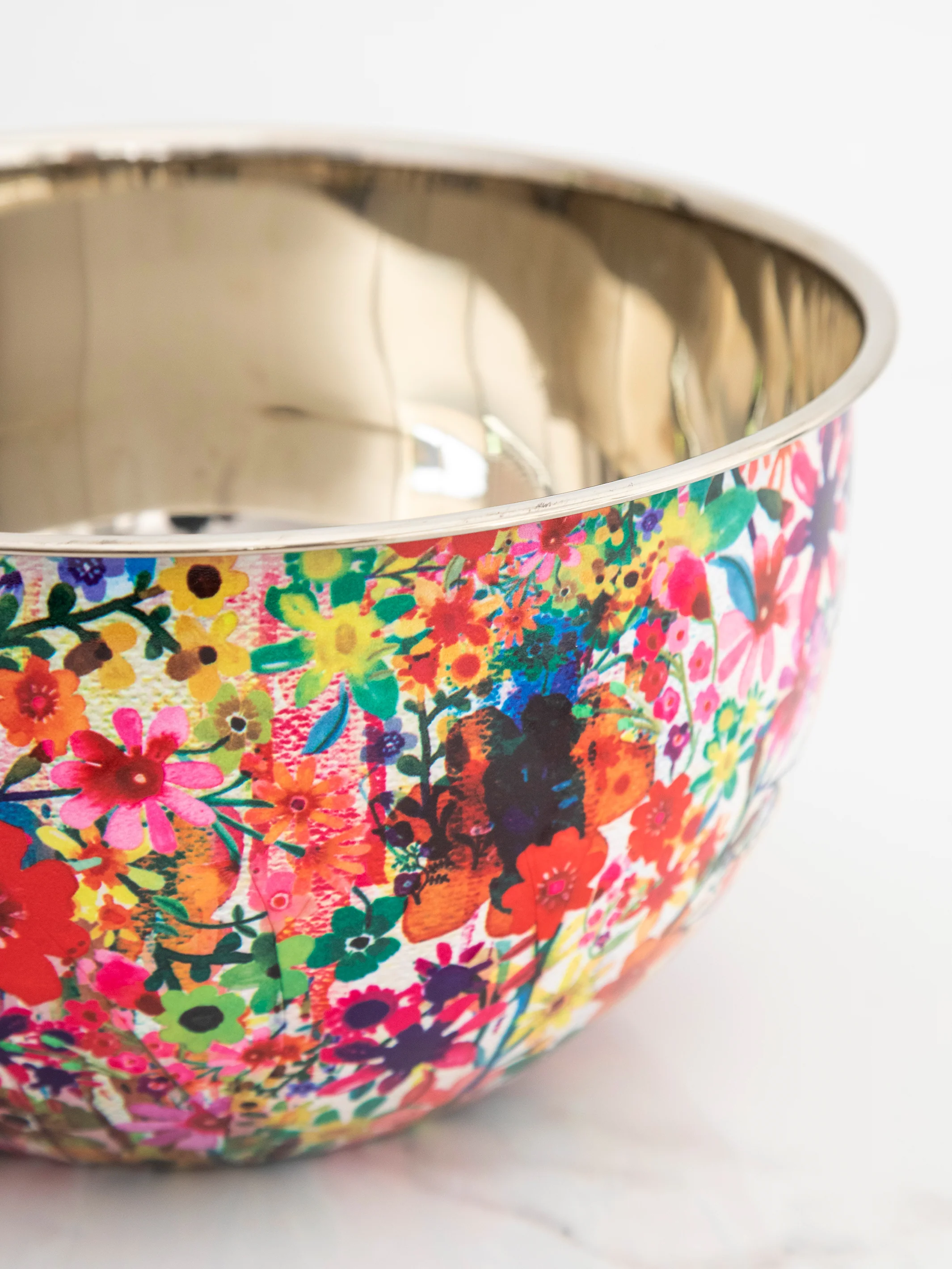 Stainless Steel Bowl - Large Watercolor Floral - Image 4