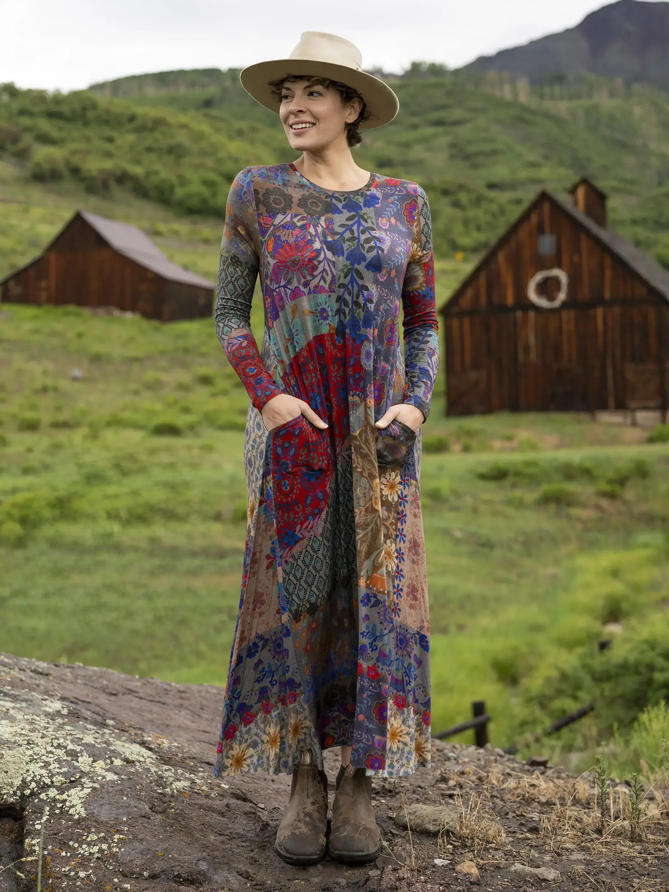Stevie "ButterSoft" Knit Maxi Dress - Blue Patchwork - Image 4
