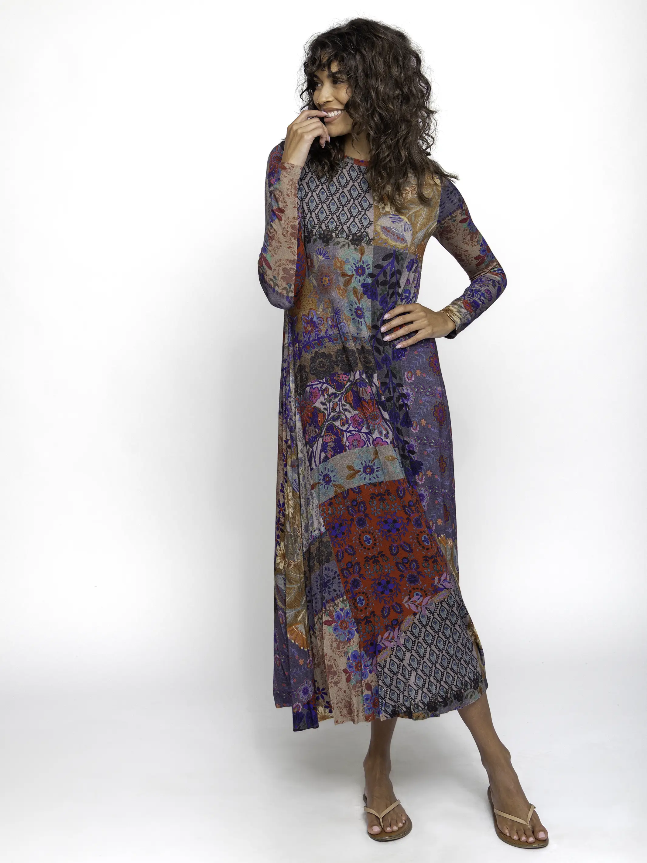 Stevie "ButterSoft" Knit Maxi Dress - Blue Patchwork - Image 5
