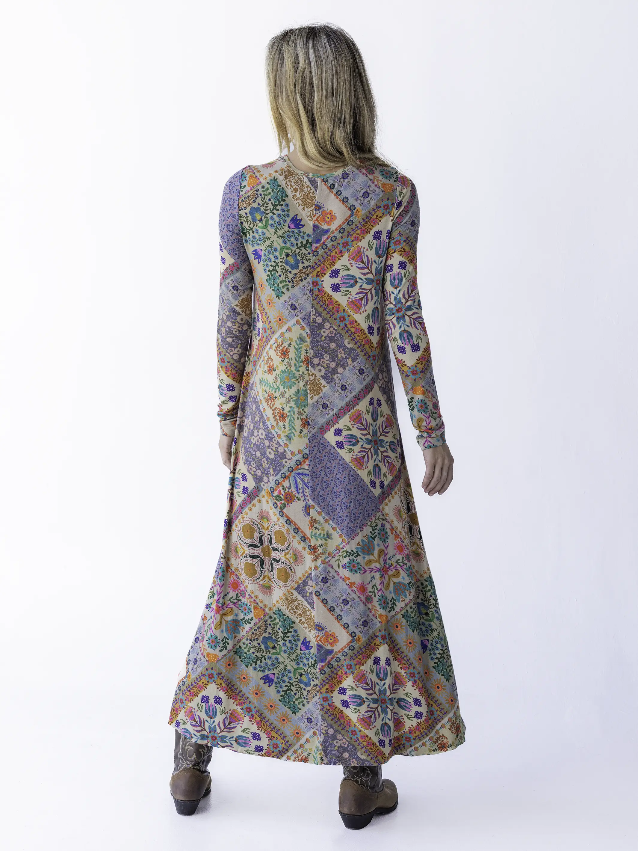 Stevie "ButterSoft" Knit Maxi Dress - Mandala Folk Patchwork - Image 4