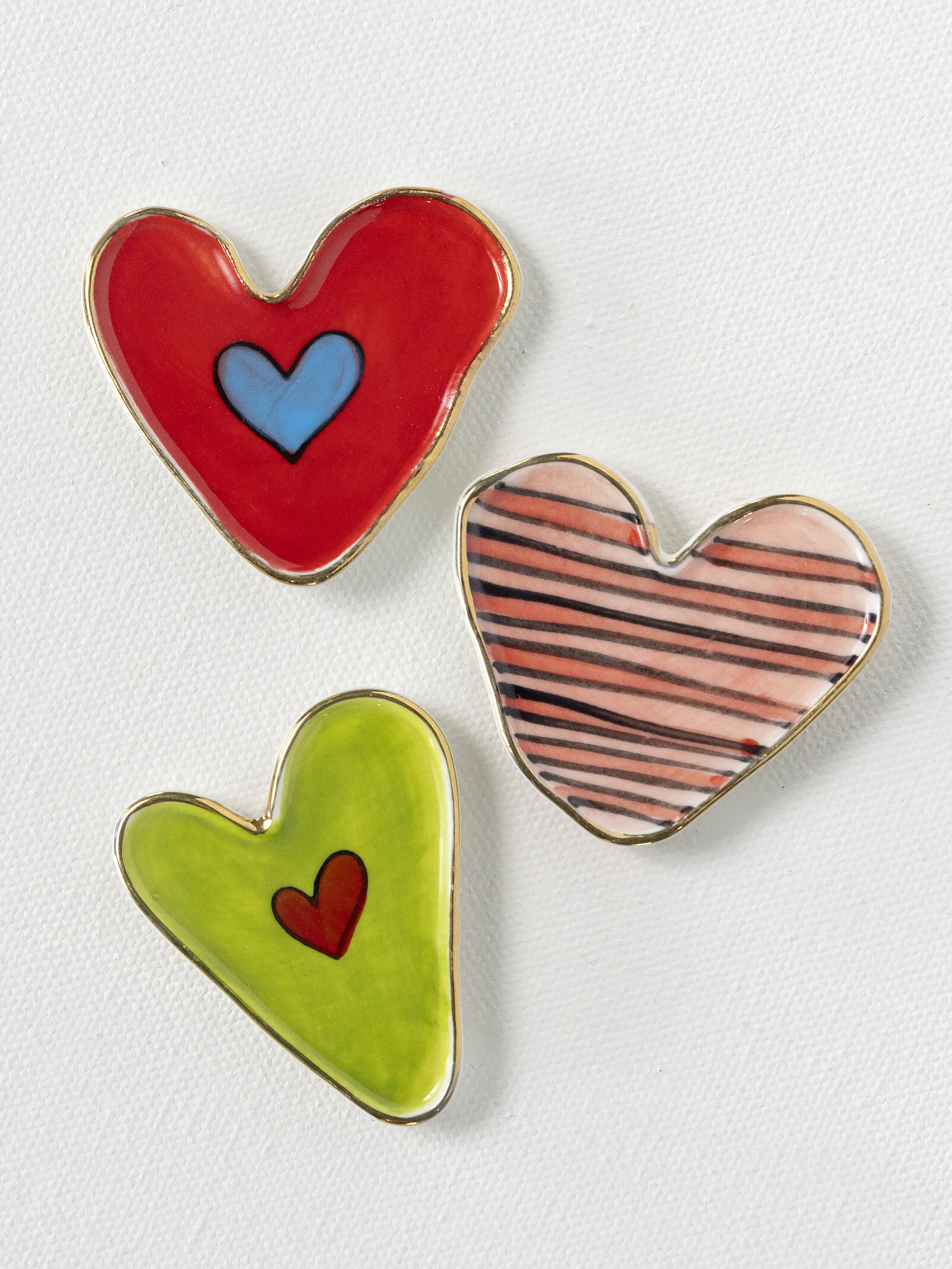 Stoneware Heart Magnets, Set of 3 - Image 2