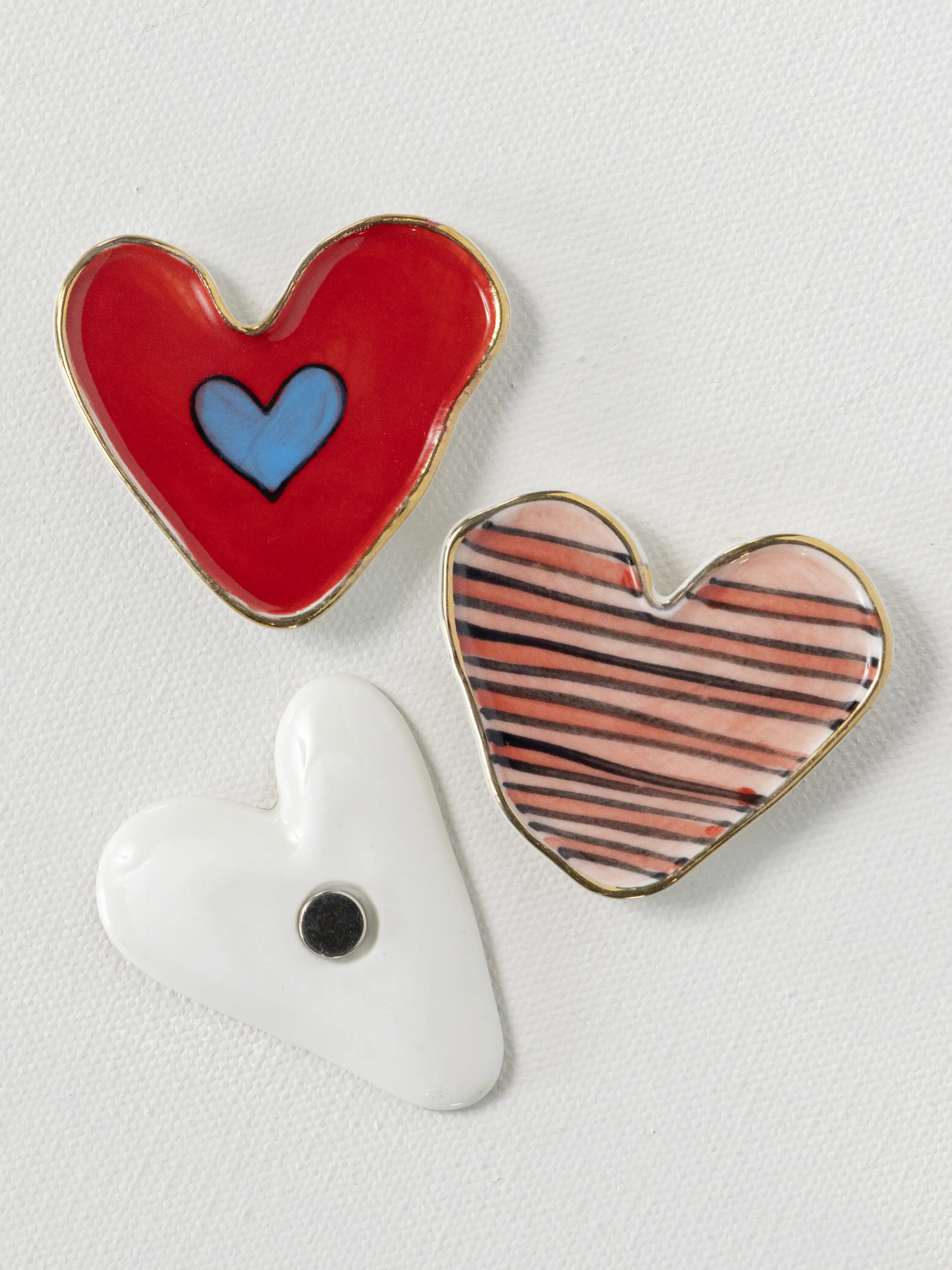 Stoneware Heart Magnets, Set of 3 - Image 3