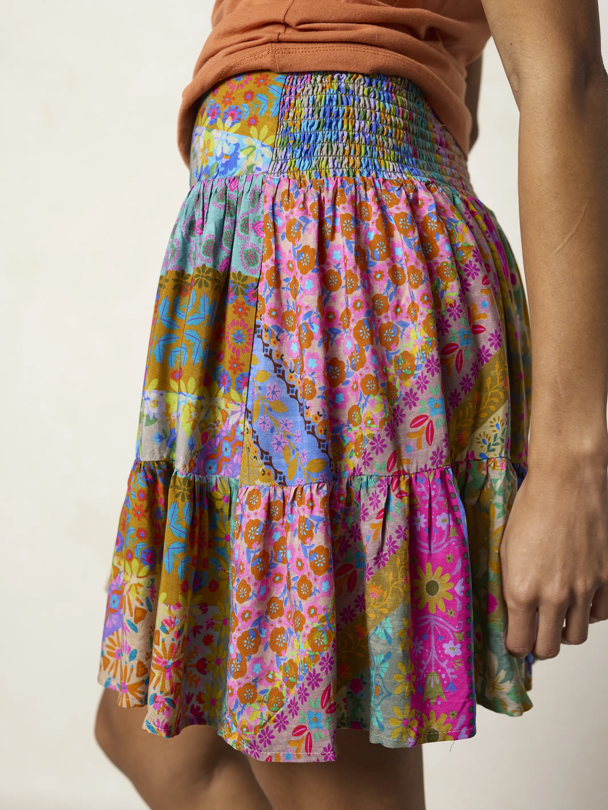 Susie Tiered Skirt - Folk Flower Patchwork - Image 3