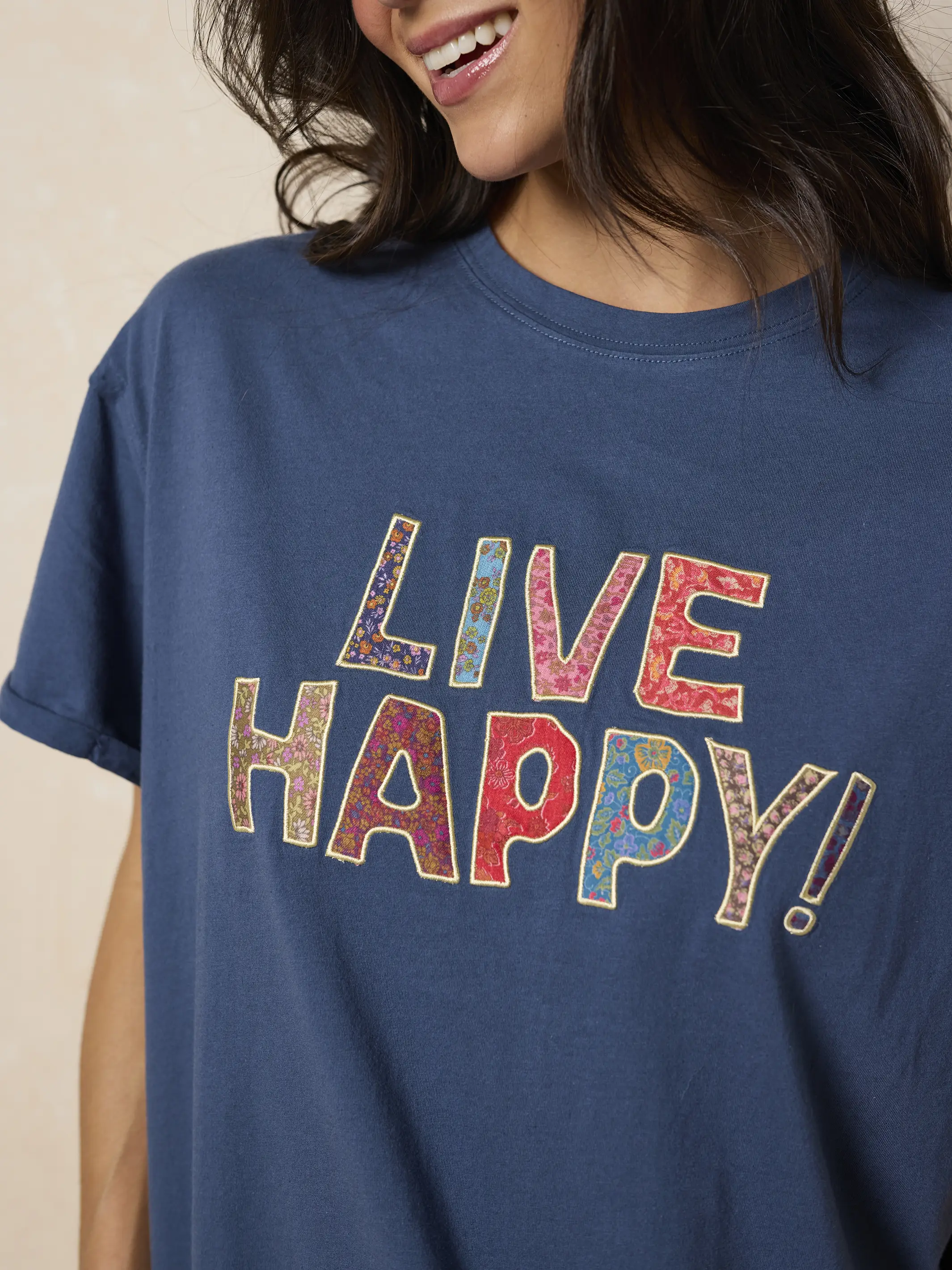 Take It In Cotton Applique Tee - Live Happy - Image 3