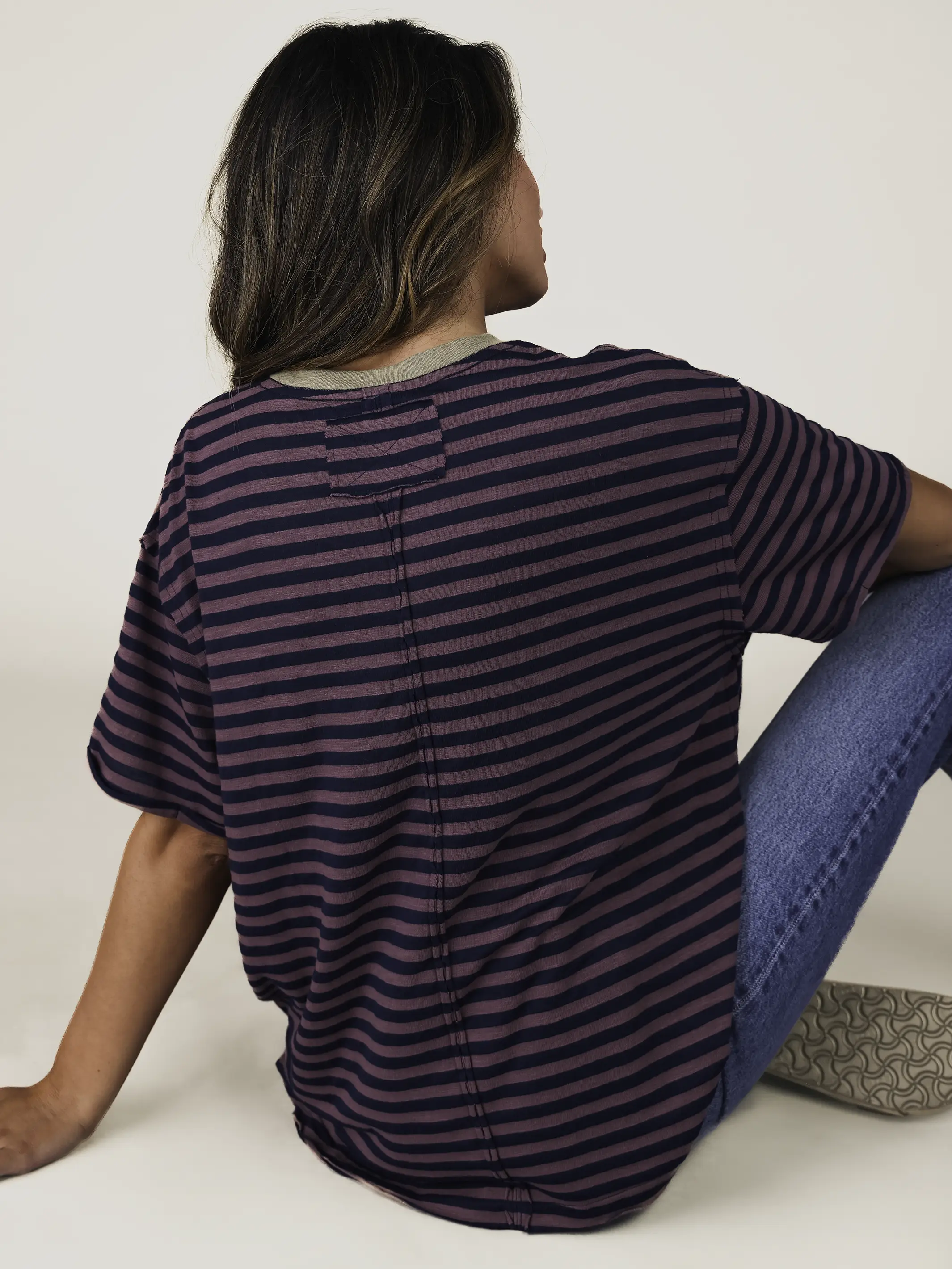 Take It In Striped Tee - Wild Plum - Image 2