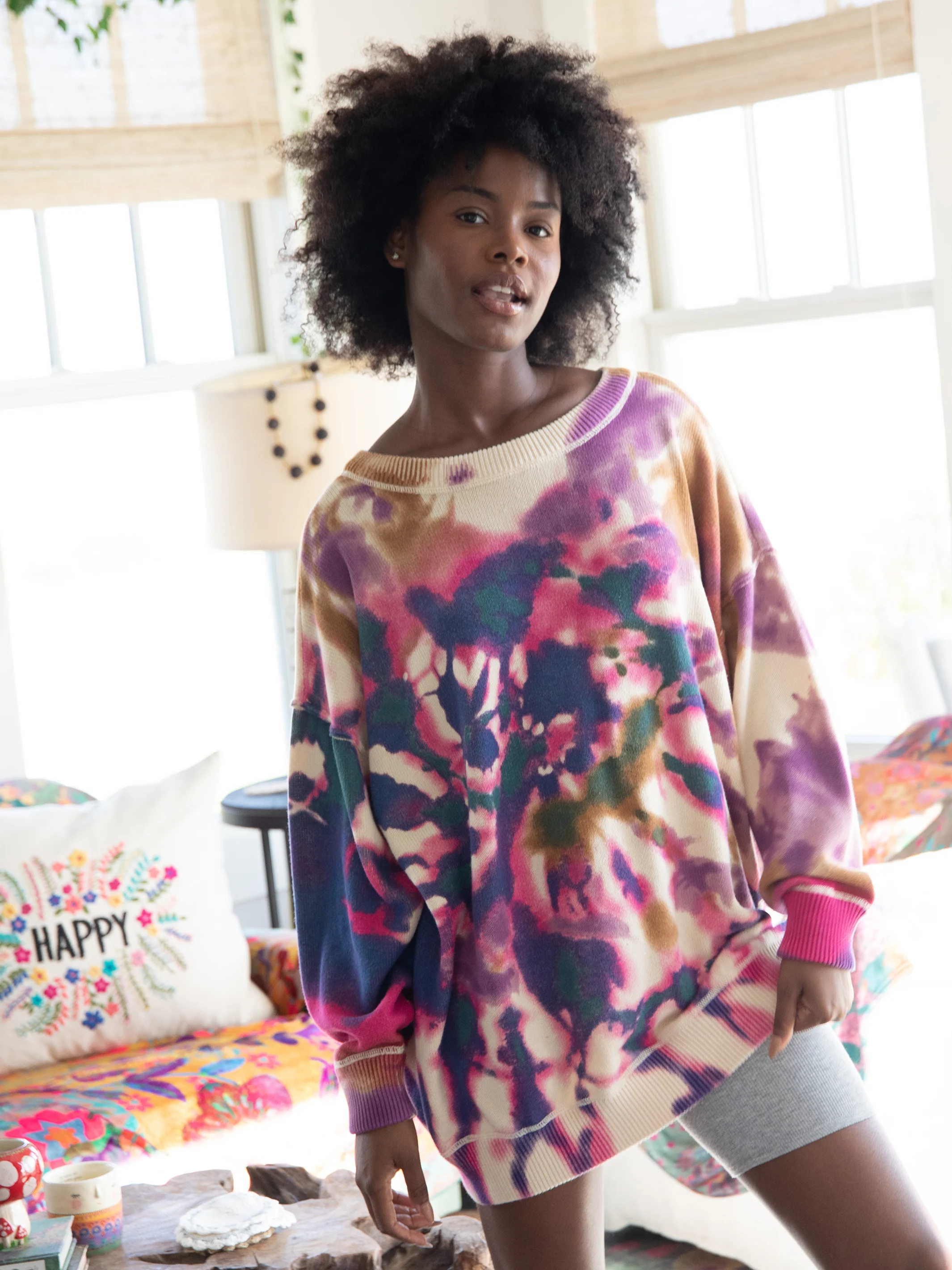Taylor Oversized Cotton Sweater - Sunrise Tie-Dye - Image 4