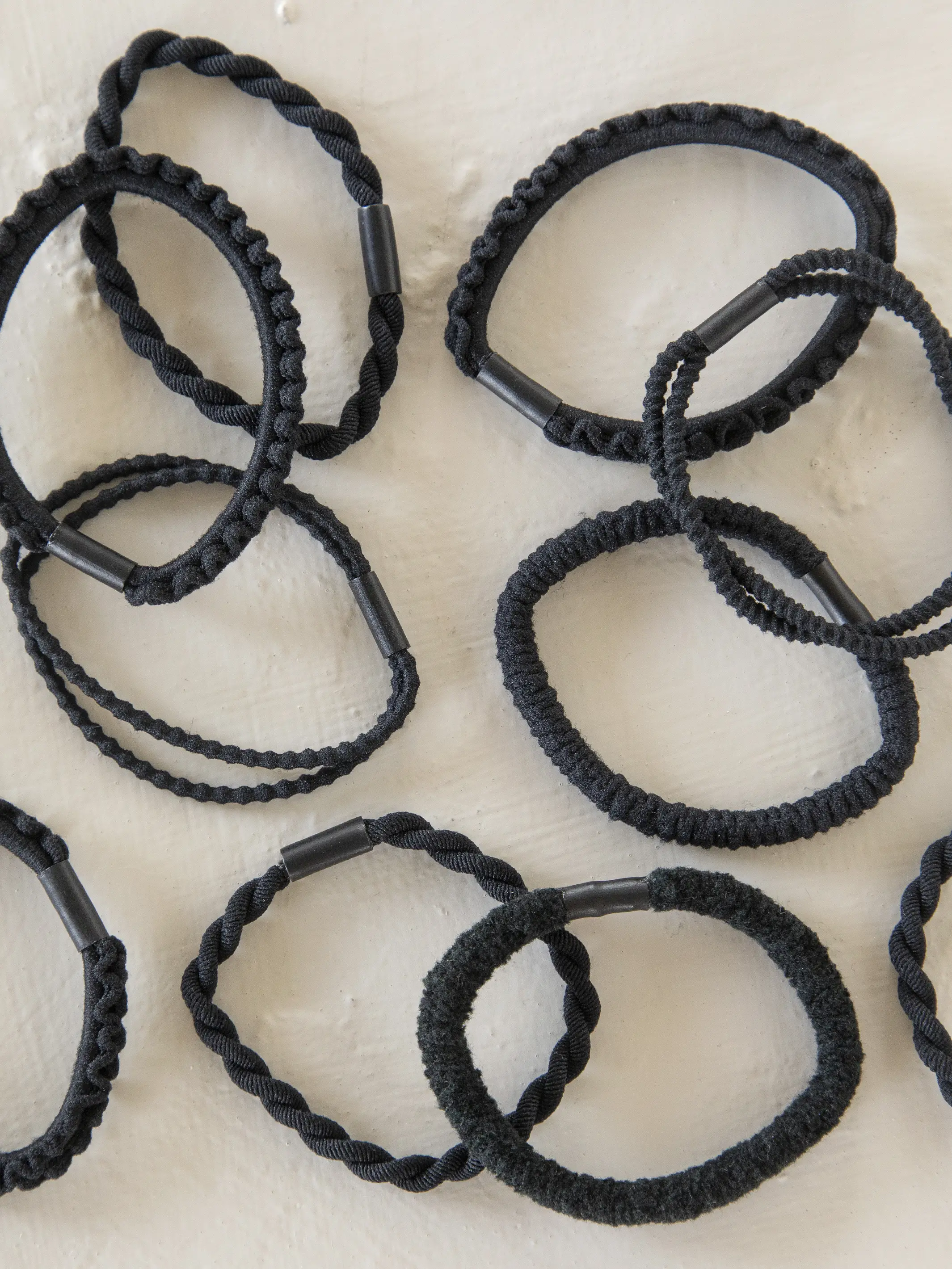 Textured Hair Ties, Set of 10 - Black - Image 2