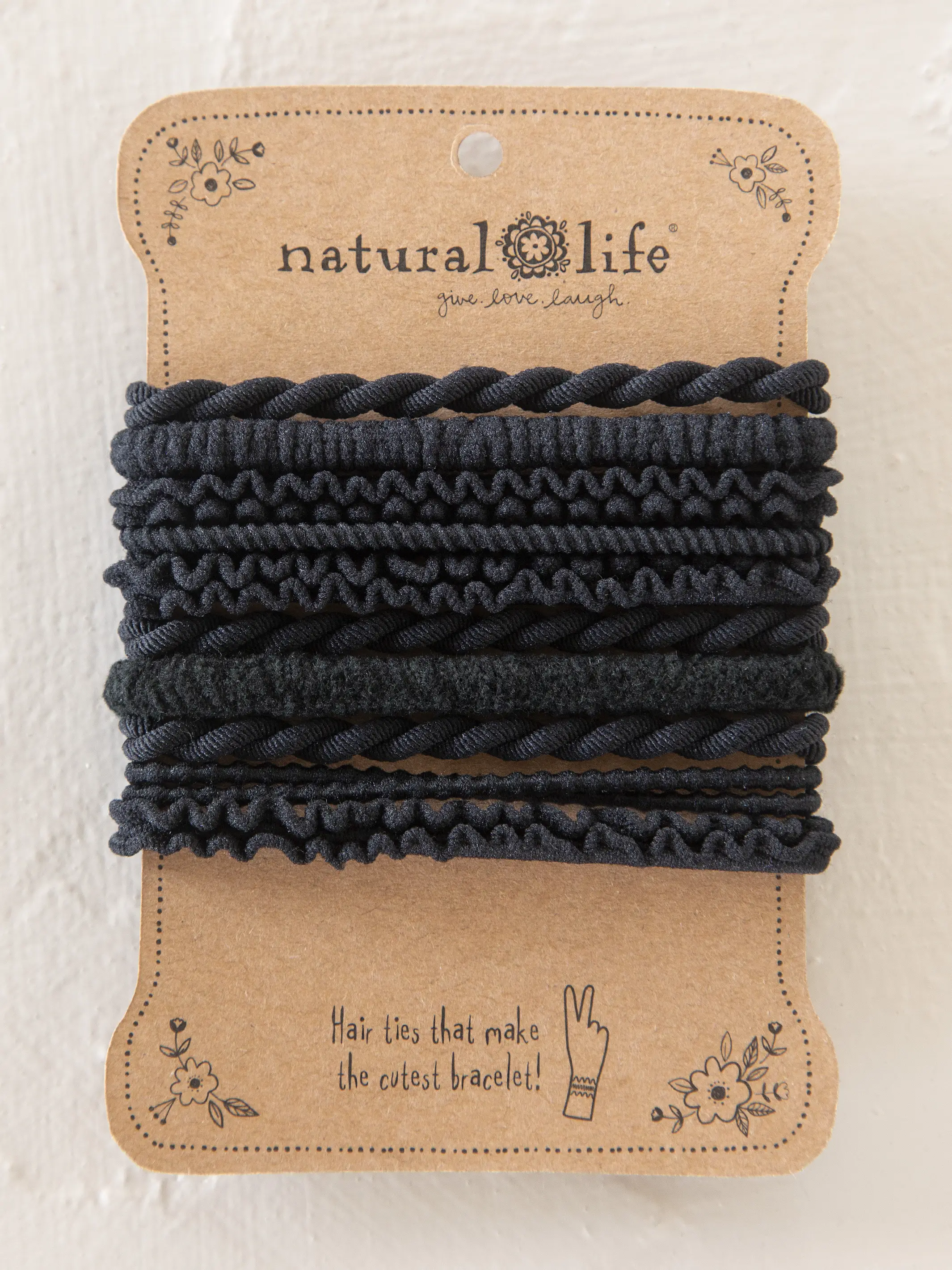 Textured Hair Ties, Set of 10 - Black - Image 3