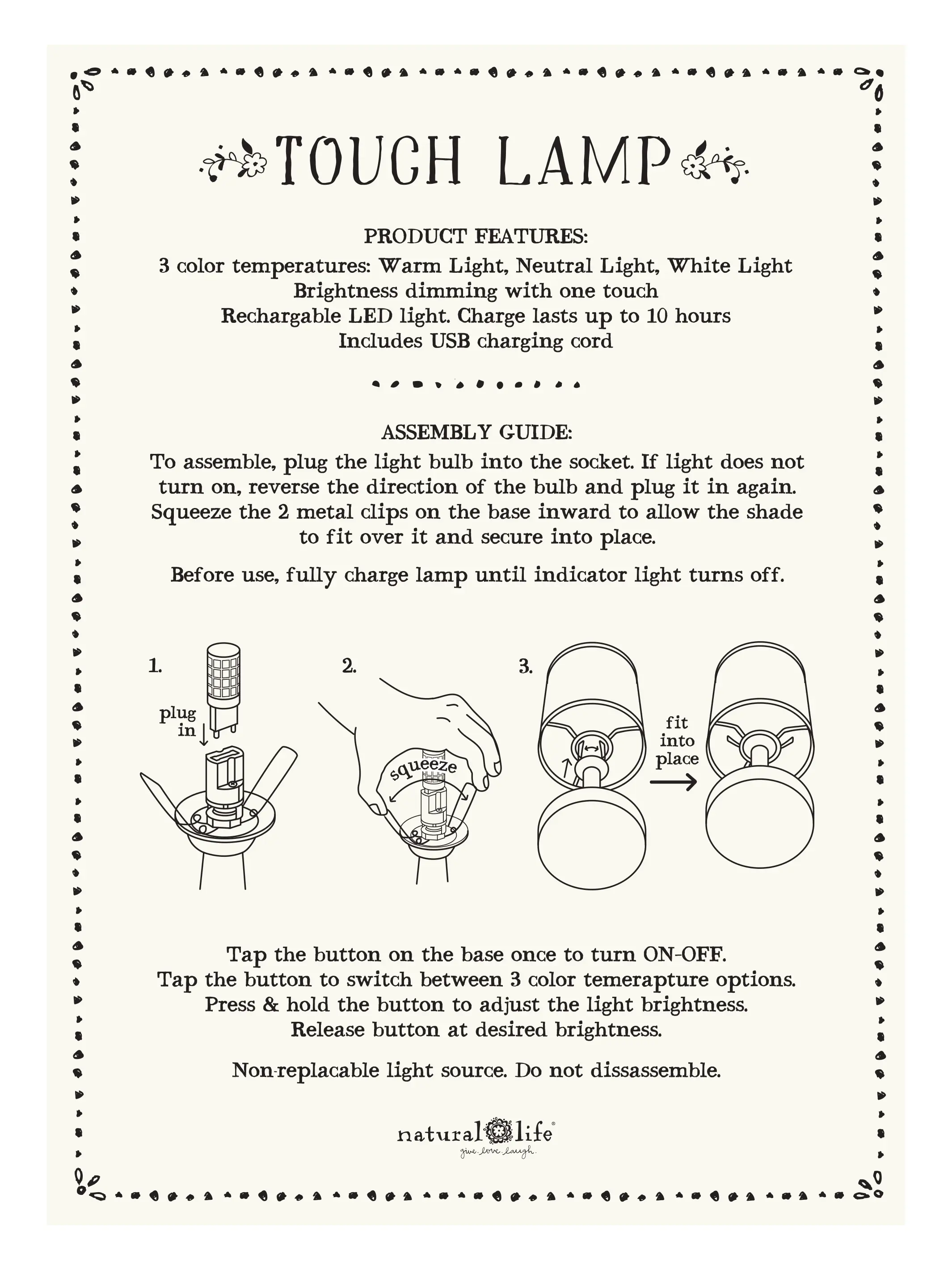 Touch Lamp - Rainbow Cream Floral - Image 5