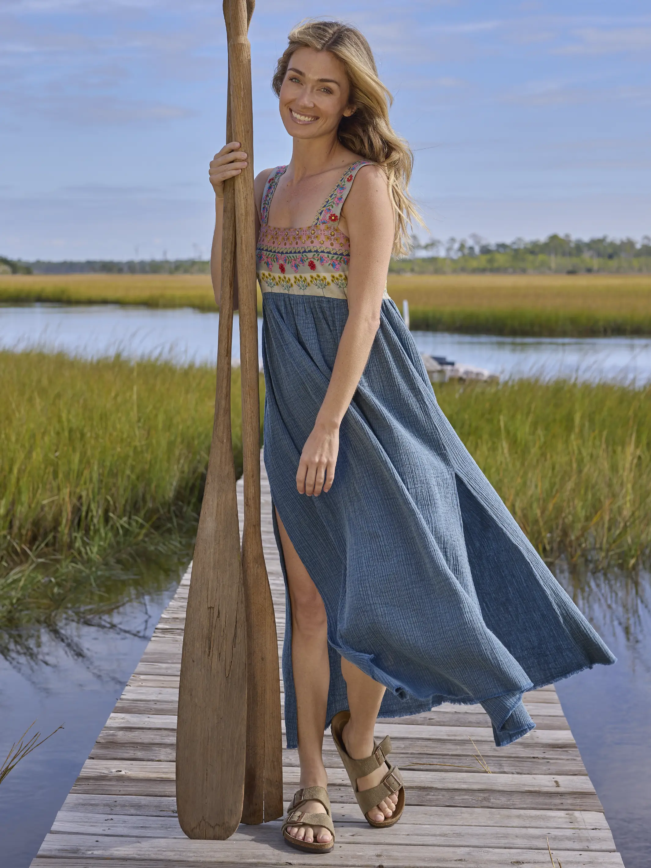Tricia Embellished Maxi Dress - Slate Blue - Image 5