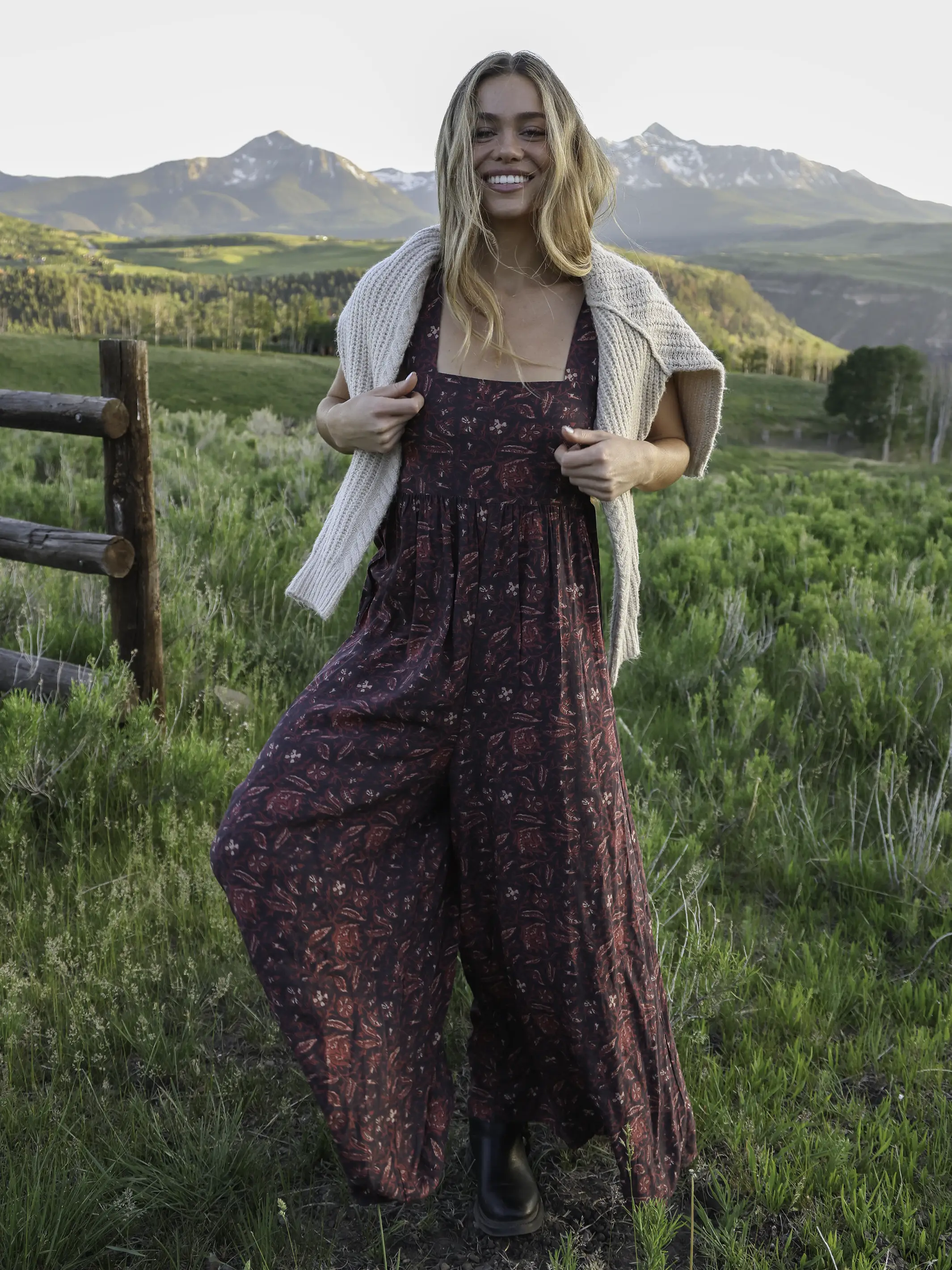 Tricia Jumpsuit - Brown Rust Floral - Image 2