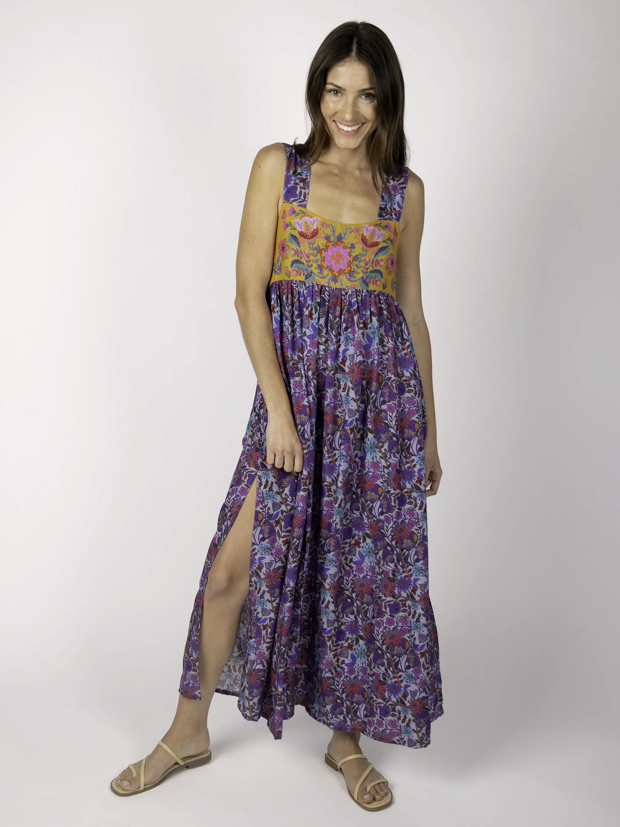 Tricia Maxi Dress - Dark Purple Daisies - Image 3