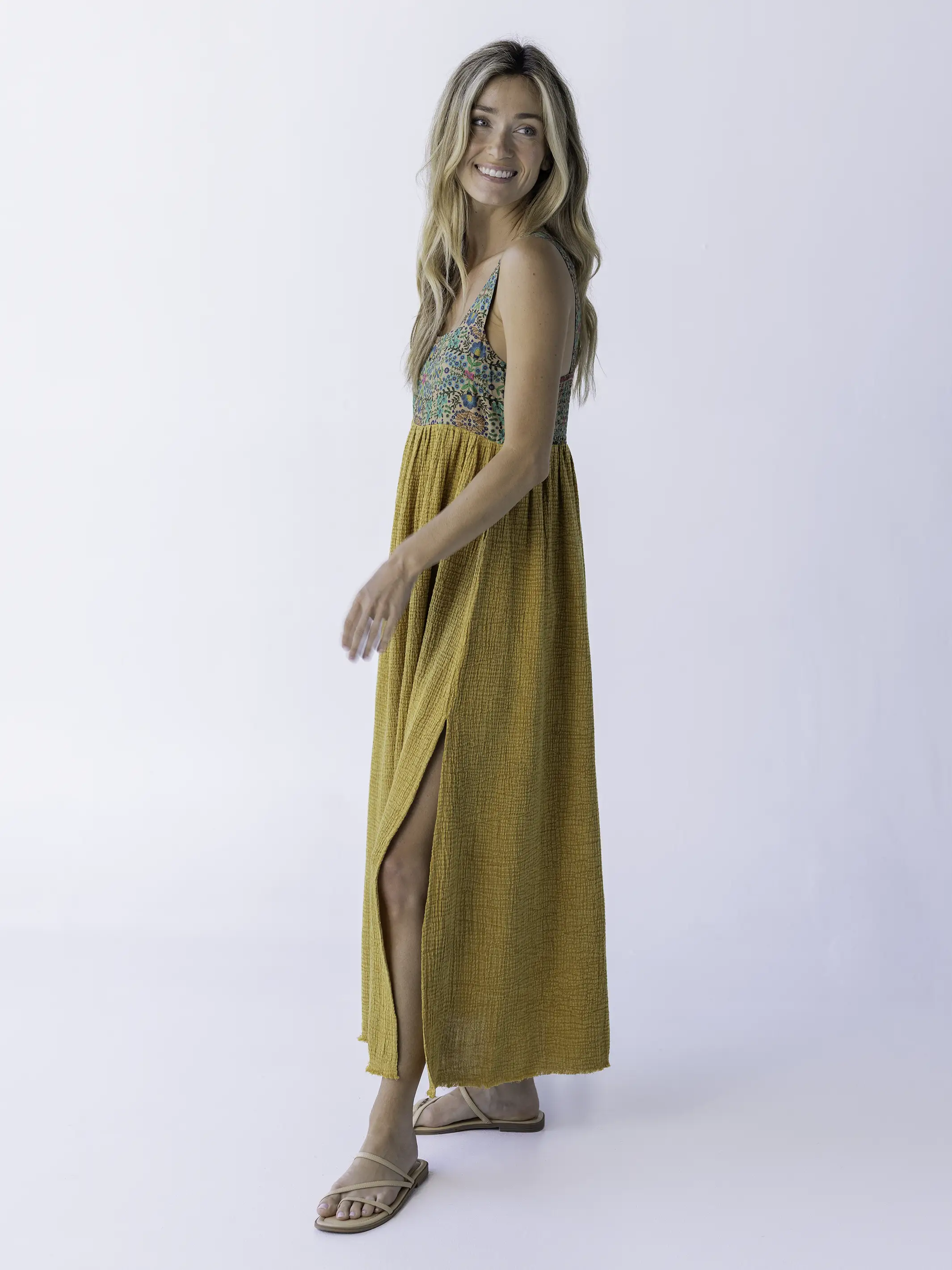 Tricia Maxi Dress - Mustard Gauze - Image 3