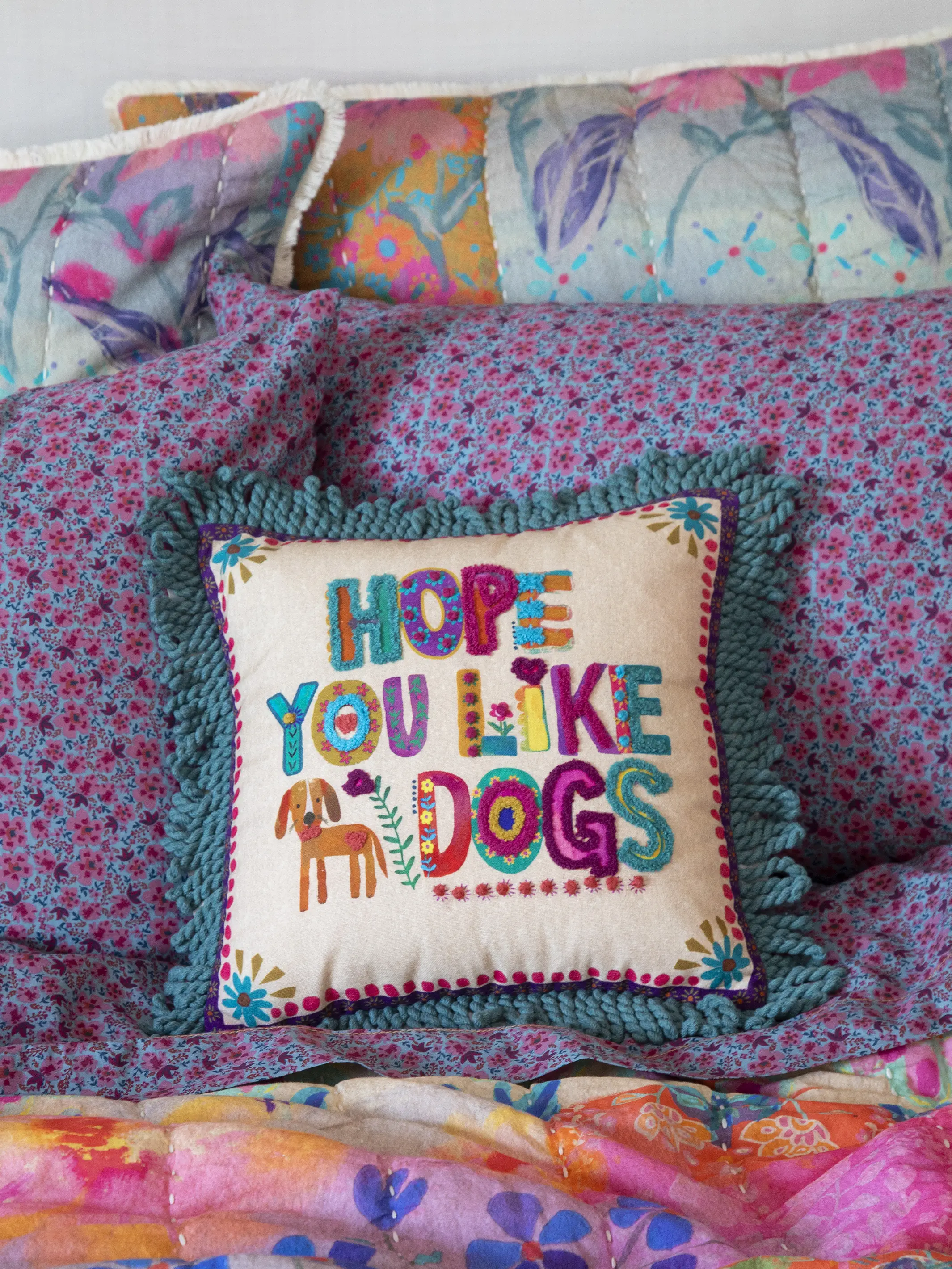 Tufted Boho Pillow - Hope You Like Dogs - Image 3