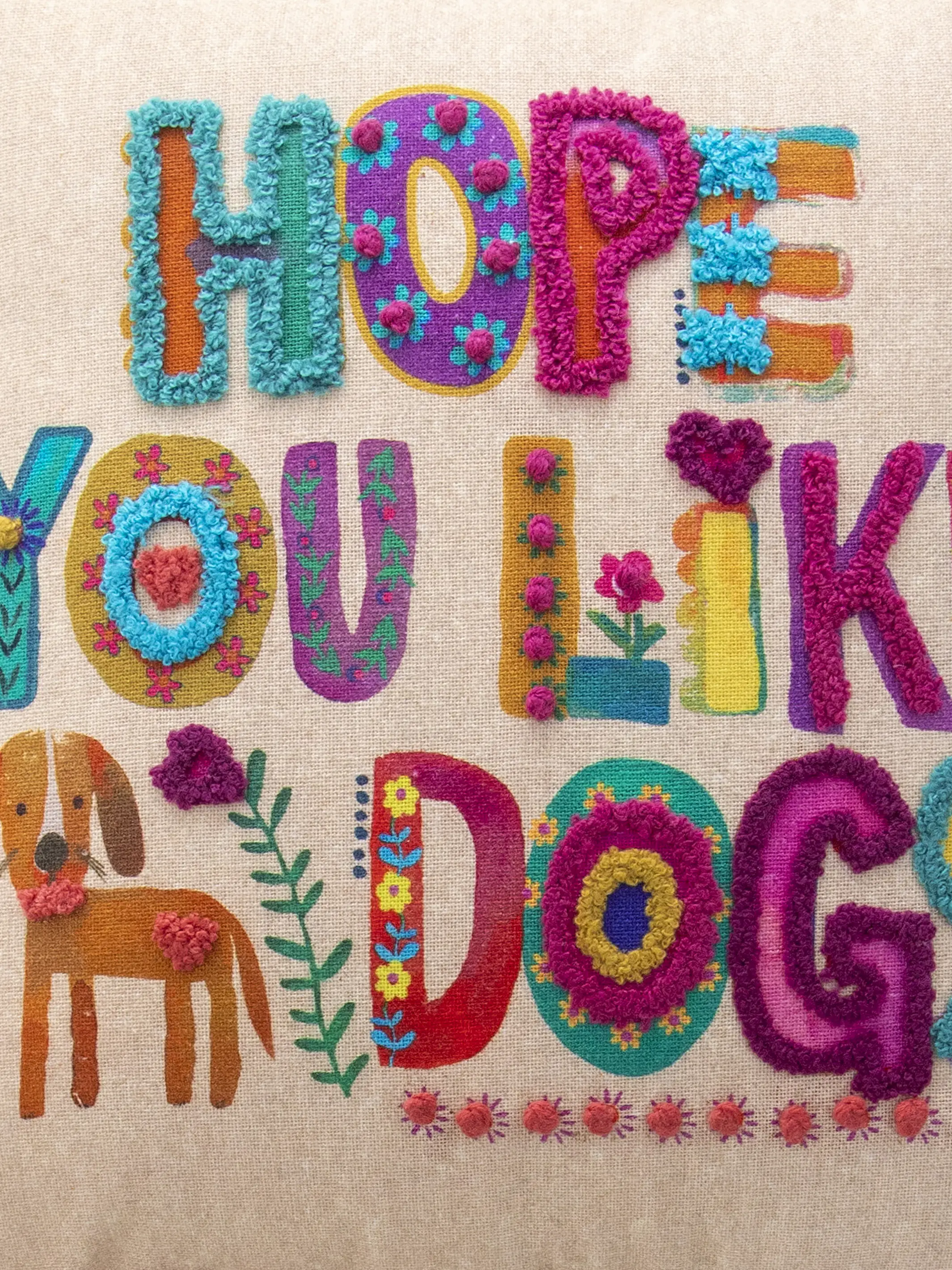 Tufted Boho Pillow - Hope You Like Dogs - Image 4