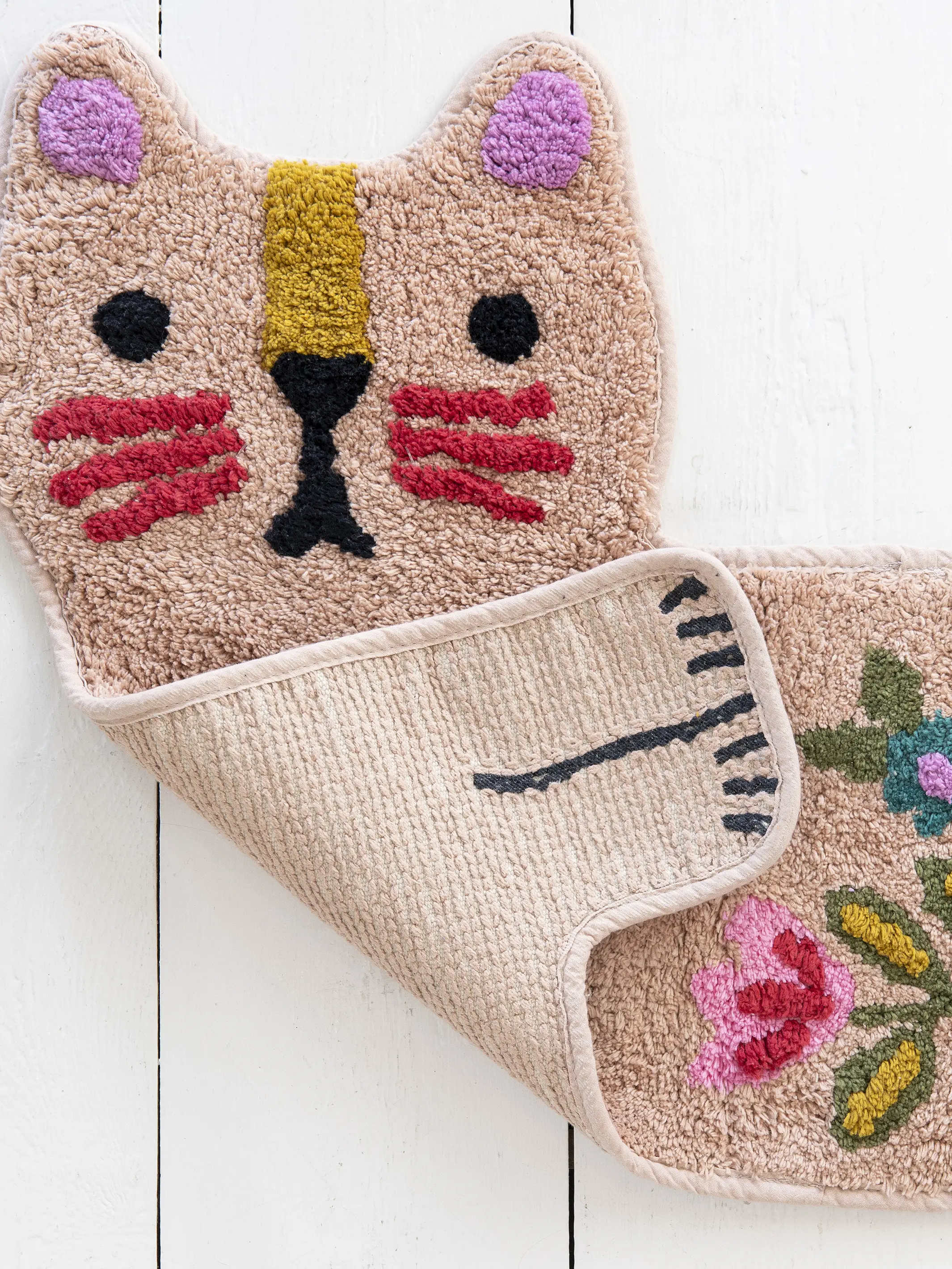 Tufted Cotton Bath Mat - Dusty Rose Cat - Image 3