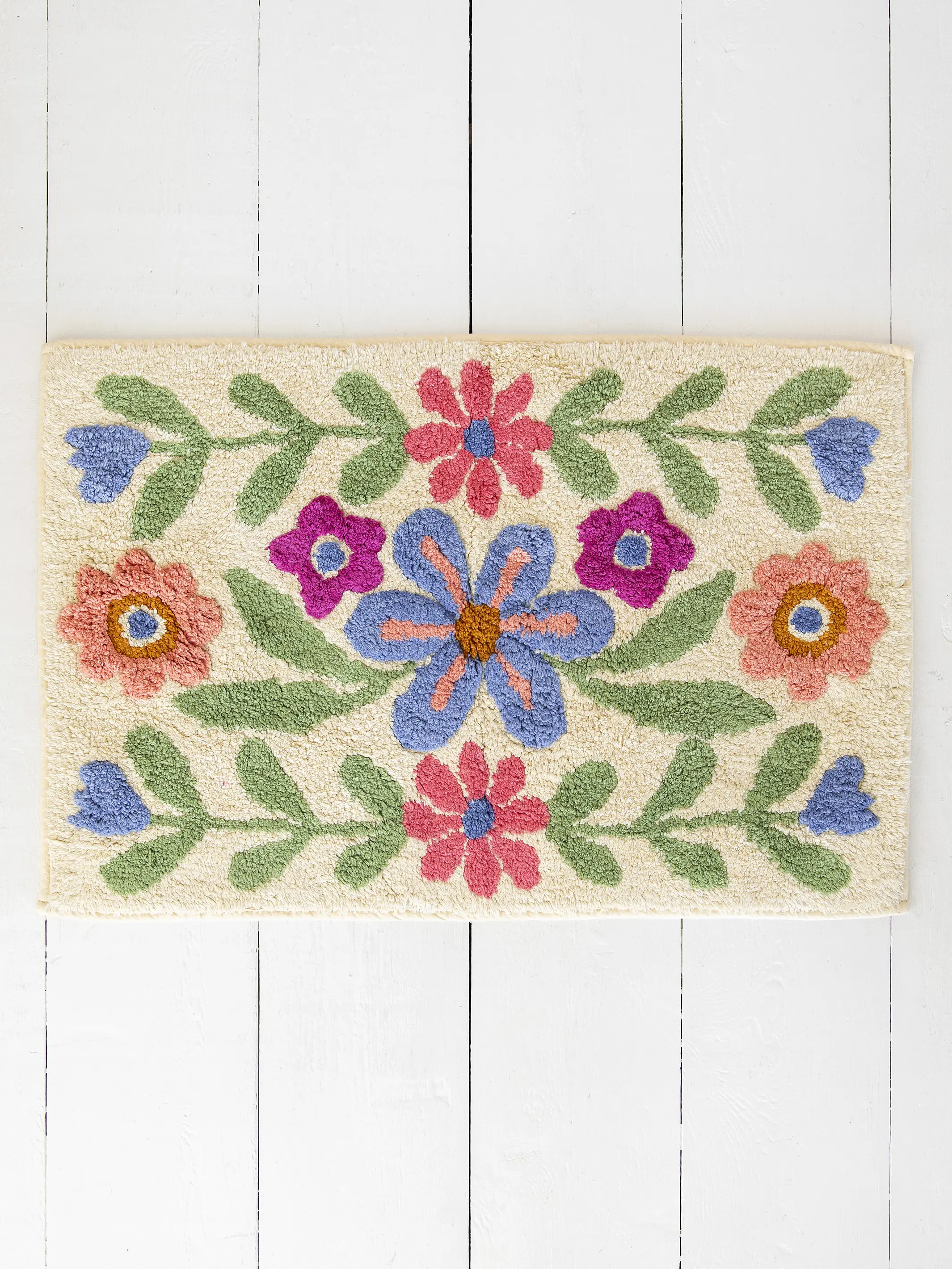 Tufted Cotton Bath Mat - Floral Vines - Image 2