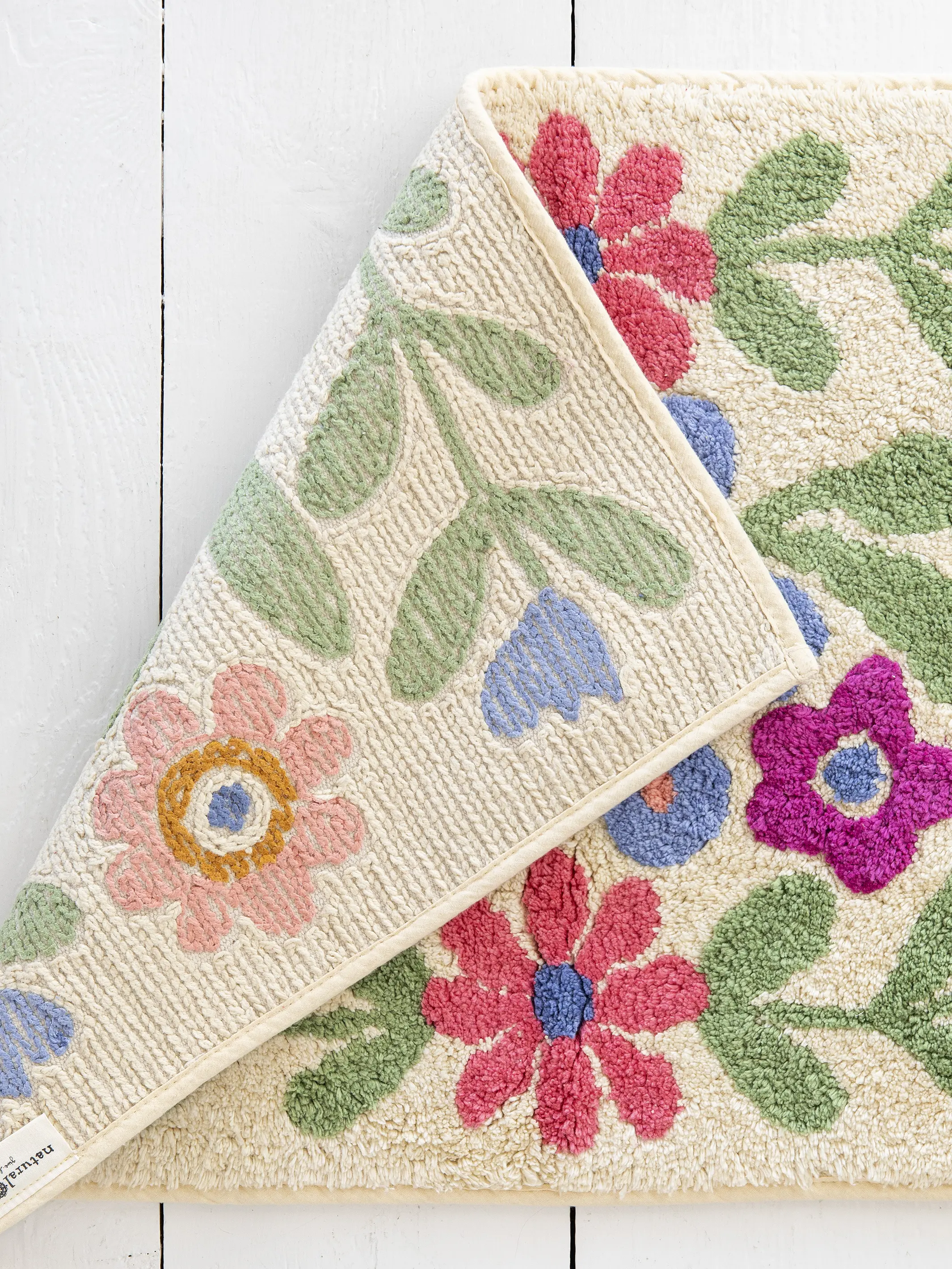 Tufted Cotton Bath Mat - Floral Vines - Image 3