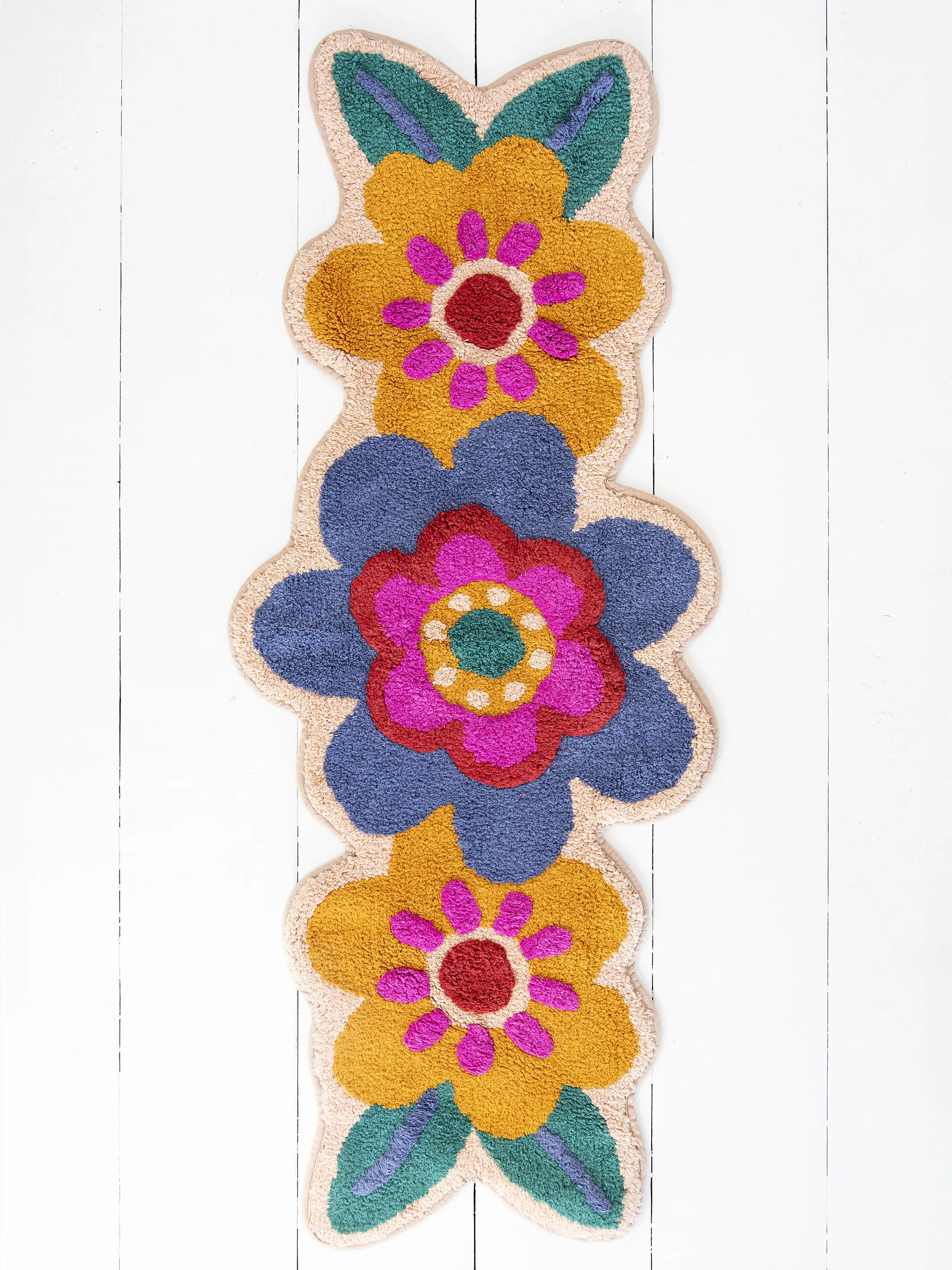 Tufted Runner Bath Mat - Folk Flower - Image 2